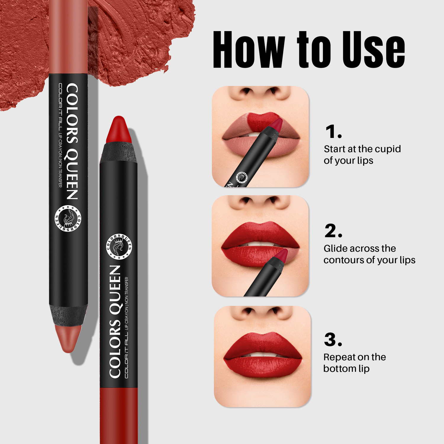 Image of COLORS QUEEN Color It All Lightweight, Long Lasting Non Transfer Matte Crayon Lipstick