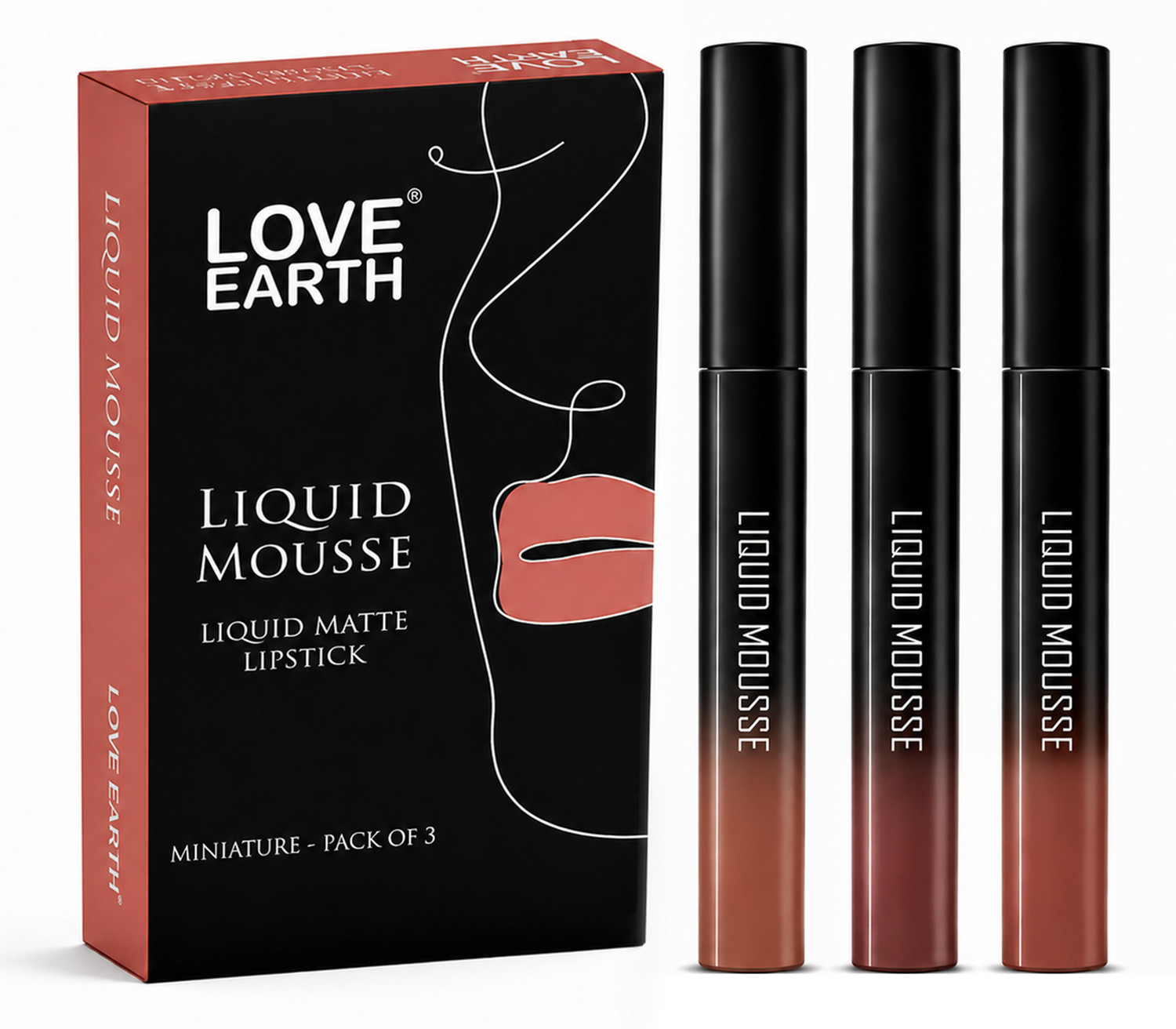 Image of LOVE EARTH Liquid Mousse Matte Lipstick More Browns - Pack Of 3