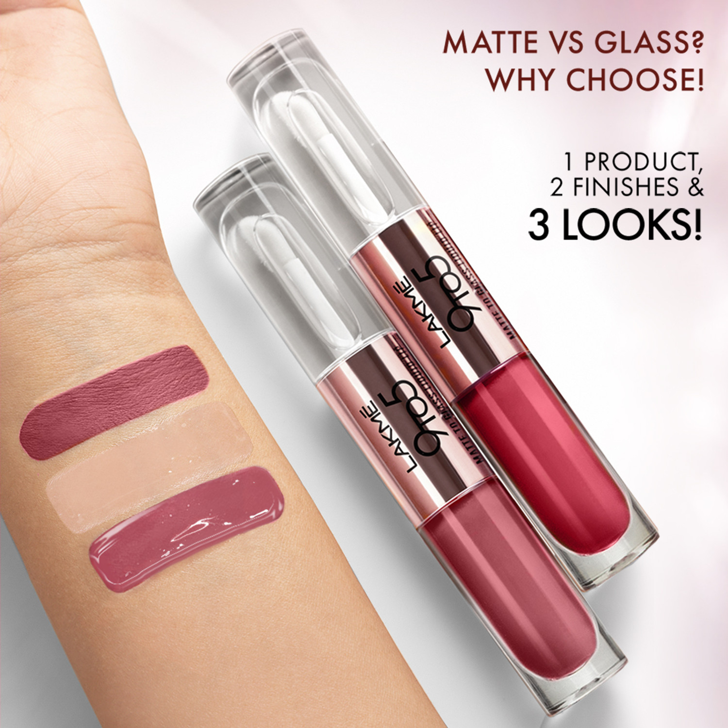 Image of Lakme 9 to 5 Matte to Glass Liquid Lip