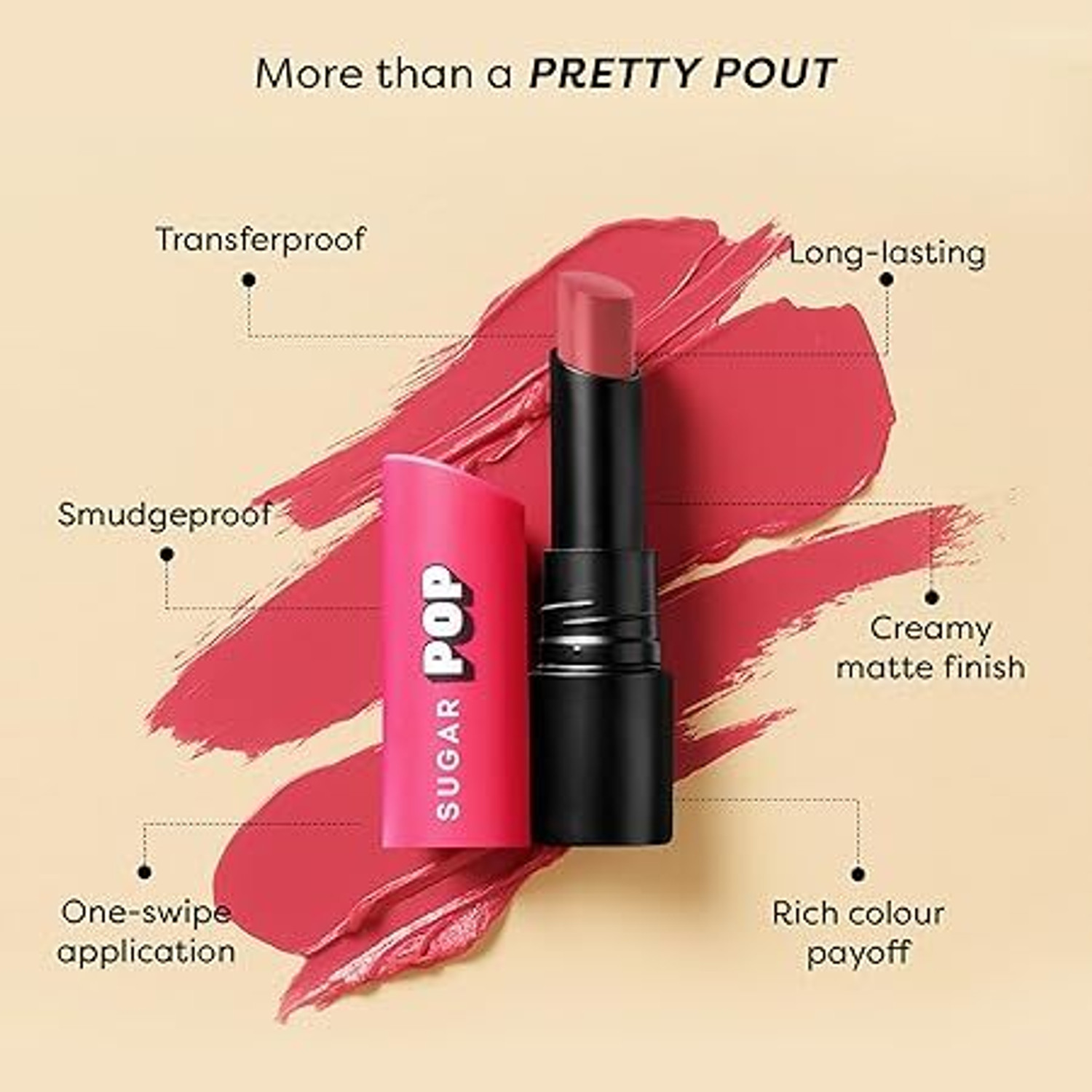 Image of SUGAR POP Ultrastay Transferproof Lipstick 15 Natural Nude - Waterproof | Smudgeproof