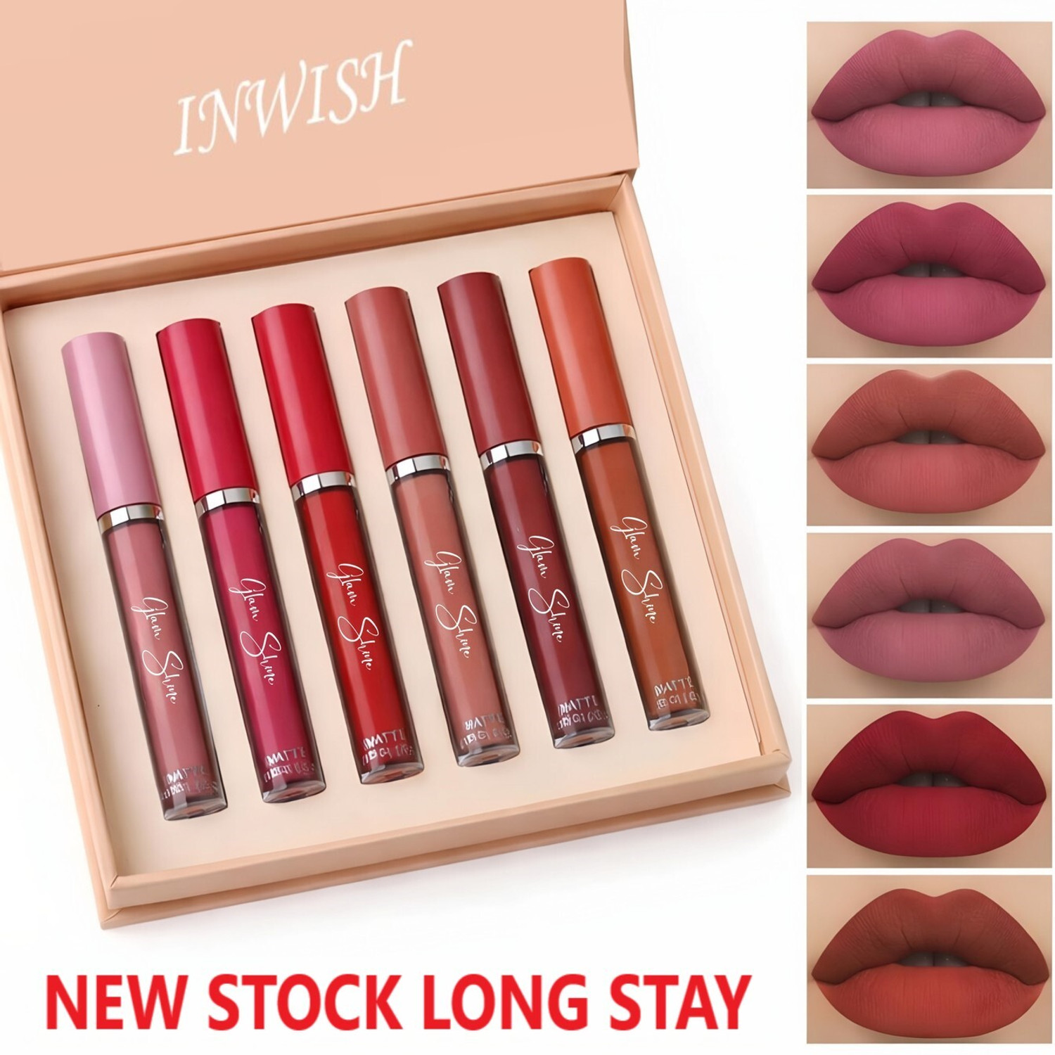 Image of INWISH new velvet matte liquid lipstick waterproof smudge proof long lasting combo set