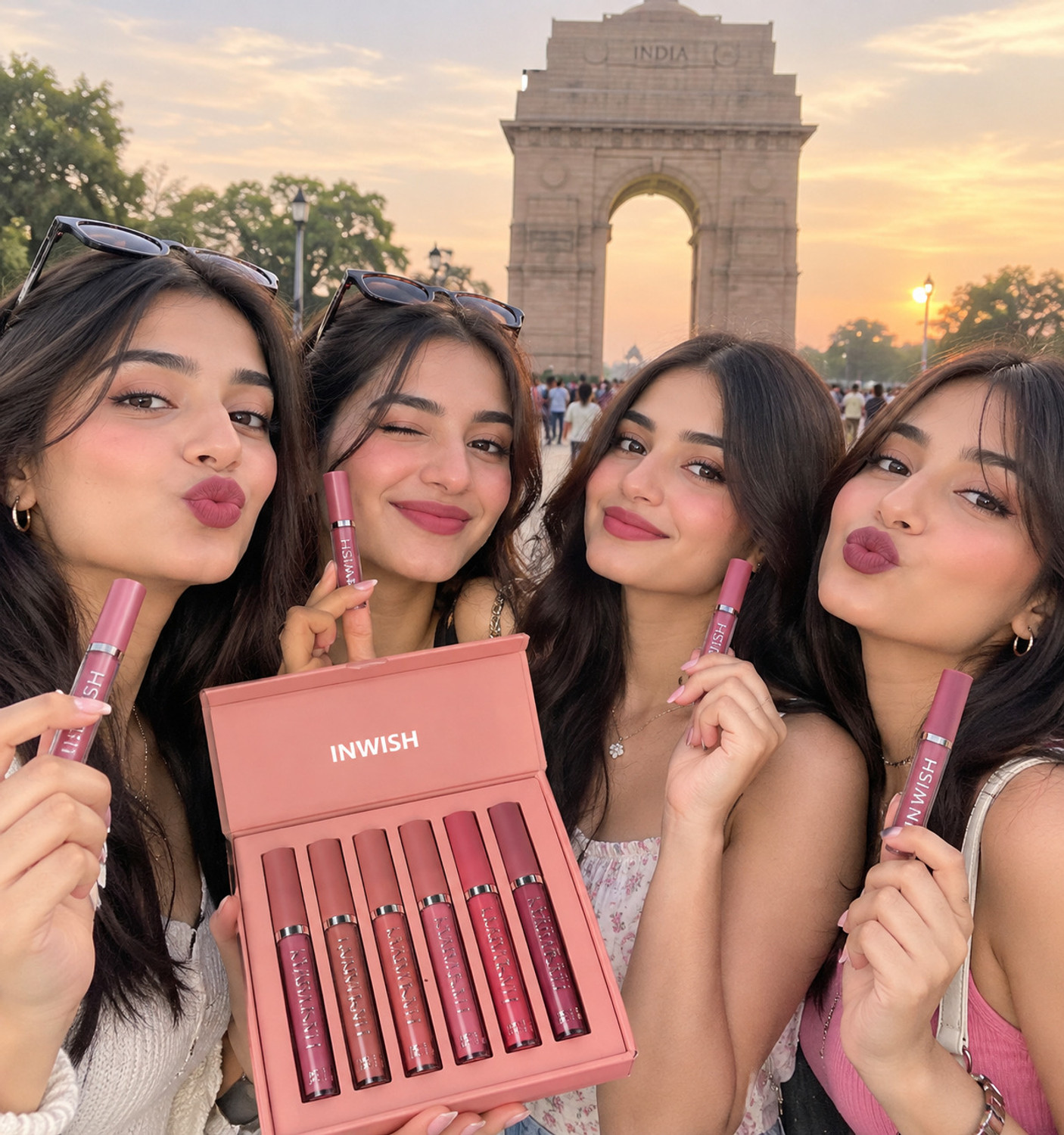 Image of INWISH NON STICKY waterproof nude lipstick combo set smudge proof non transfer
