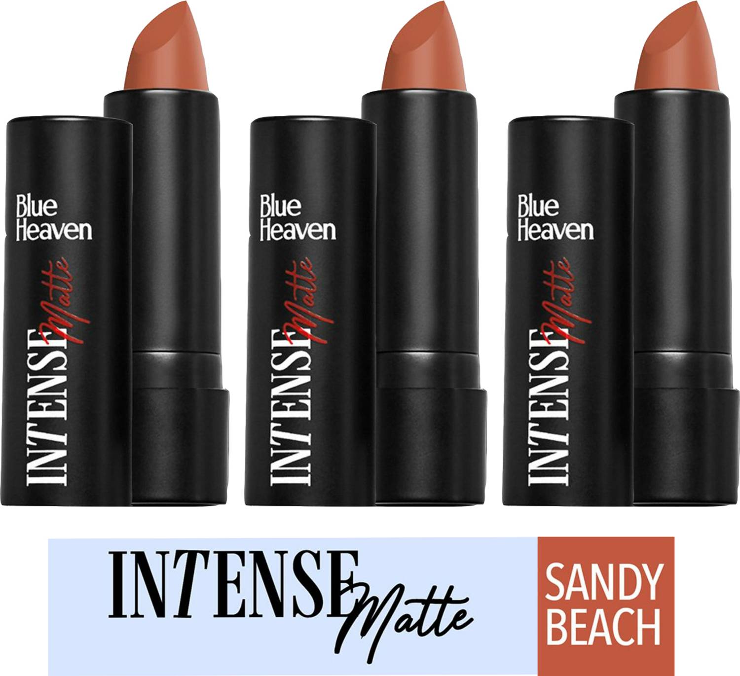 BLUE HEAVEN Intense Matte Lipstick 4G Sandy Beach 312 ( Pack of 3 )