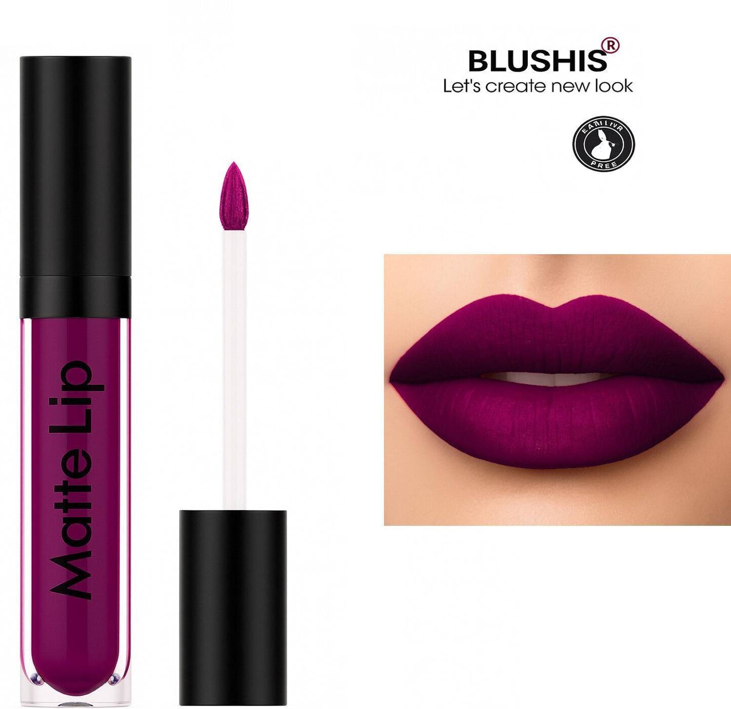 BLUSHIS Smudge proof Waterproof Long lasting Liquid ads matte me Lipstick Non Transfer Common Colour For Daily Use Hangout purple lady .