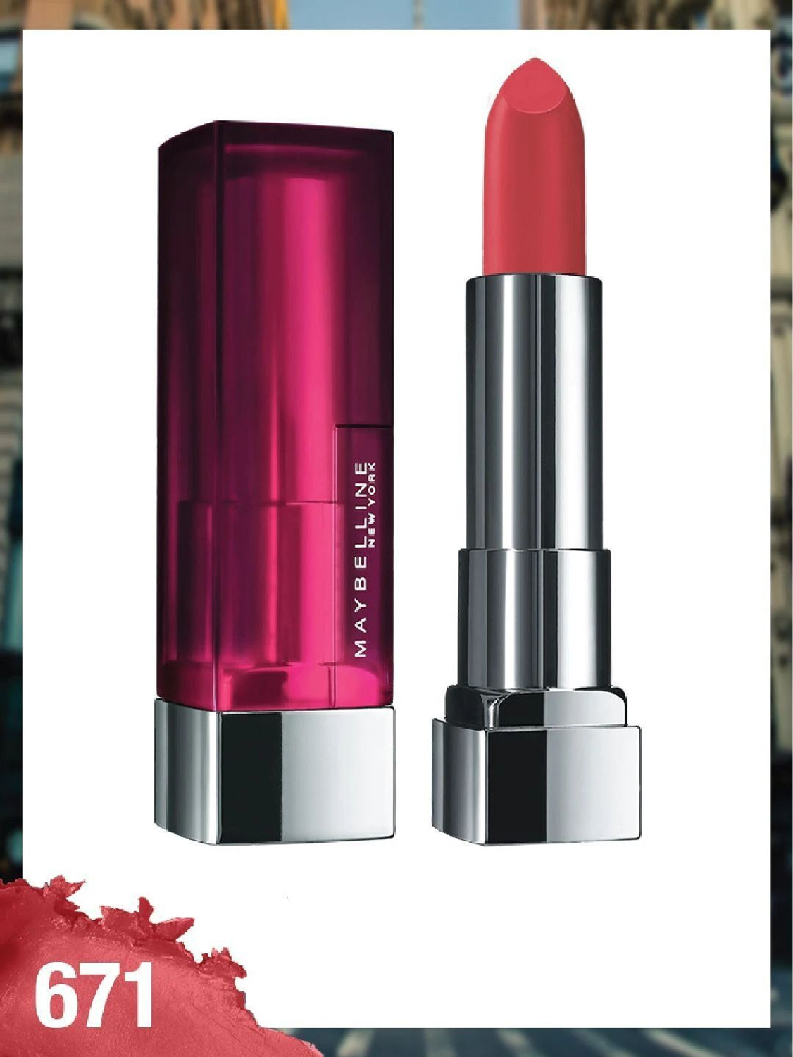 Image of MAYBELLINE NEW YORK Color Sensational Creamy Matte Lipstick, 671 Heated Pink, 3.9g
