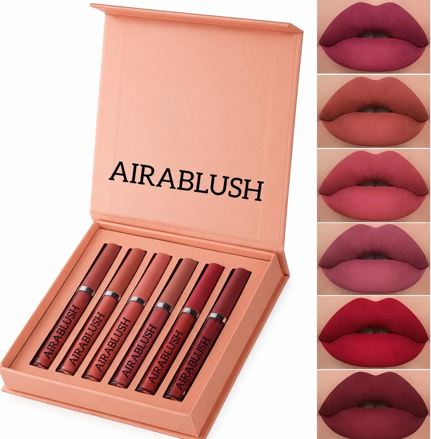 AIRABLUSH Nude Edition Long Lasting Sensational Liquid Matte Lipstick Non Transfer Set Of6