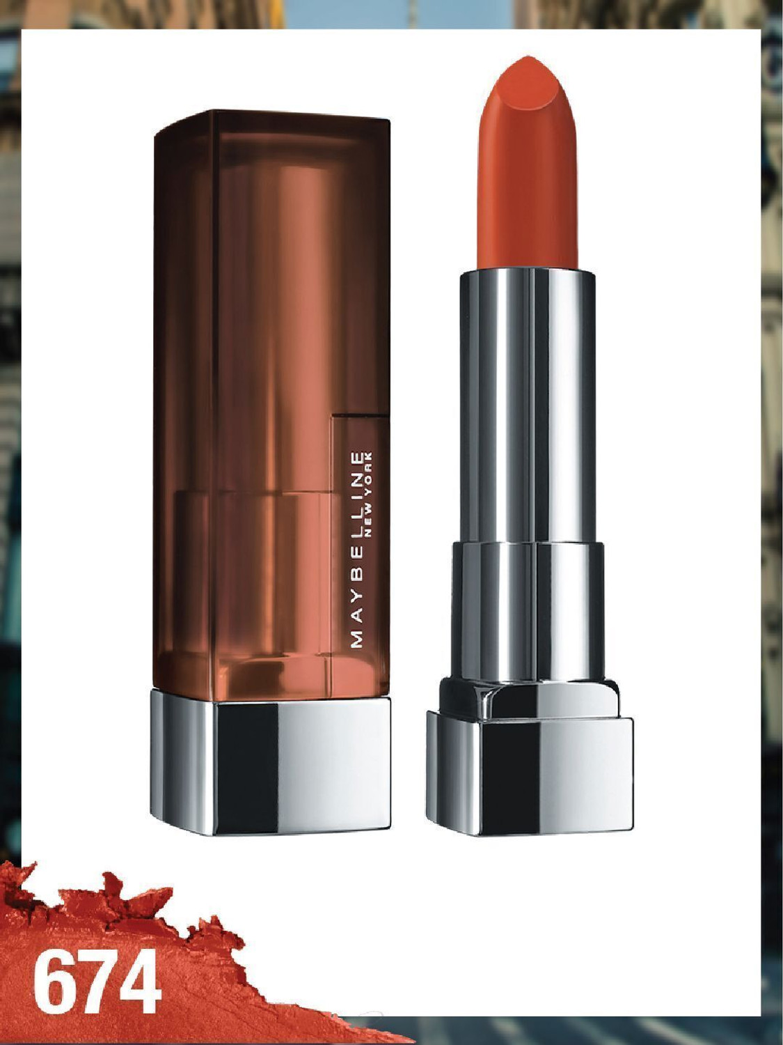 Image of MAYBELLINE NEW YORK Color Sensational Creamy Matte Lipstick, 674 Madison Red, 3.9g