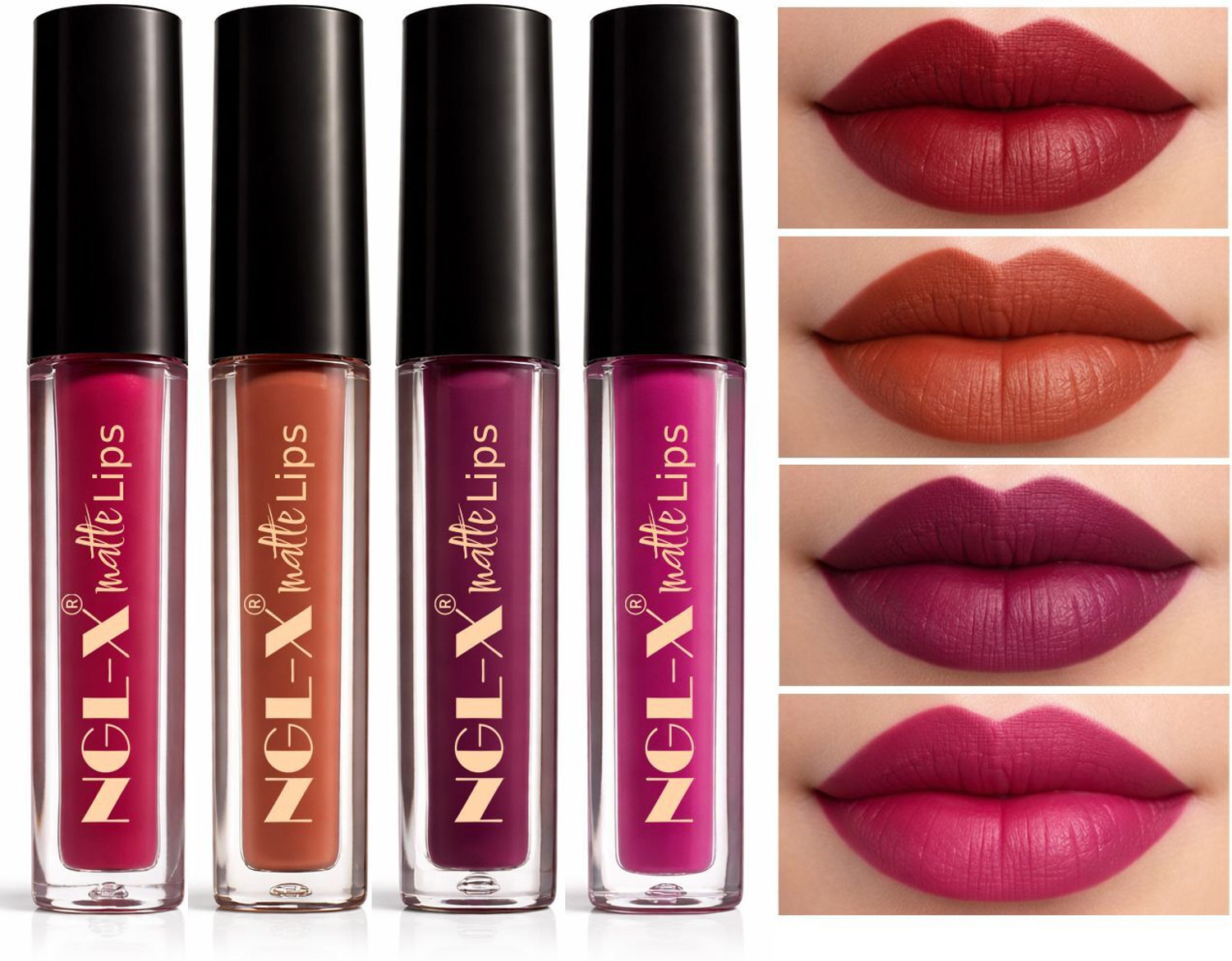 Image of ngl-x Matte Liquid Lipstick - Waterproof, Smudge Proof & Non-Transfer Lip Color Combo