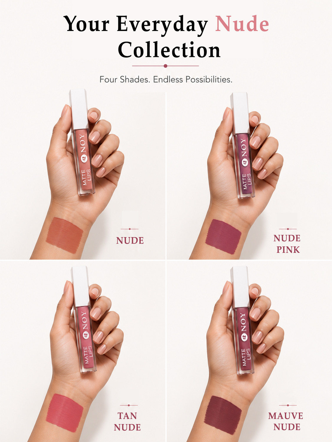 Image of NOY Saloon Secrets Result:4 Shades Of Western Nude Matte Magic Lip Colors Set #WC119