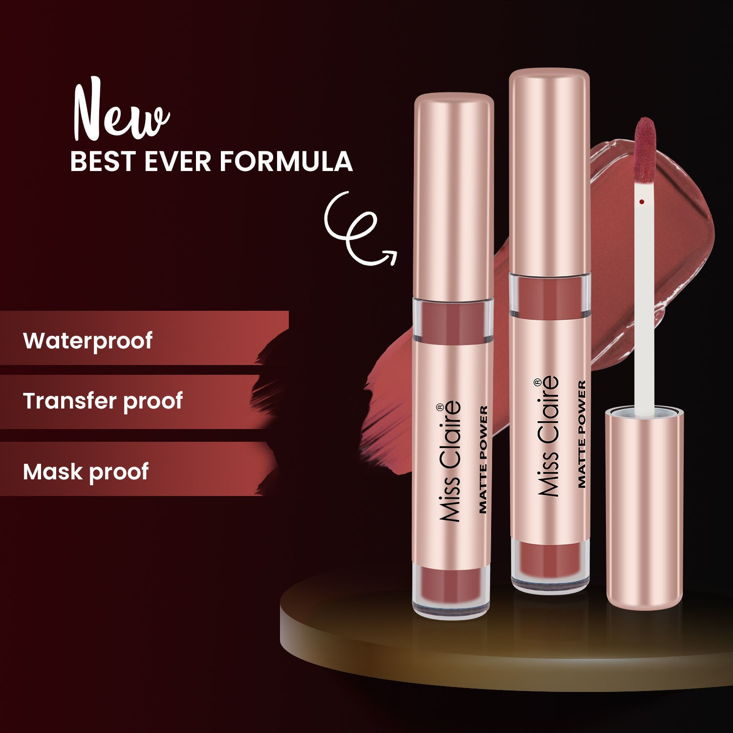 Image of Miss Claire Matte Power Lipcolor Longlasting Lightweight Formula,flawless finish Lipstick-02