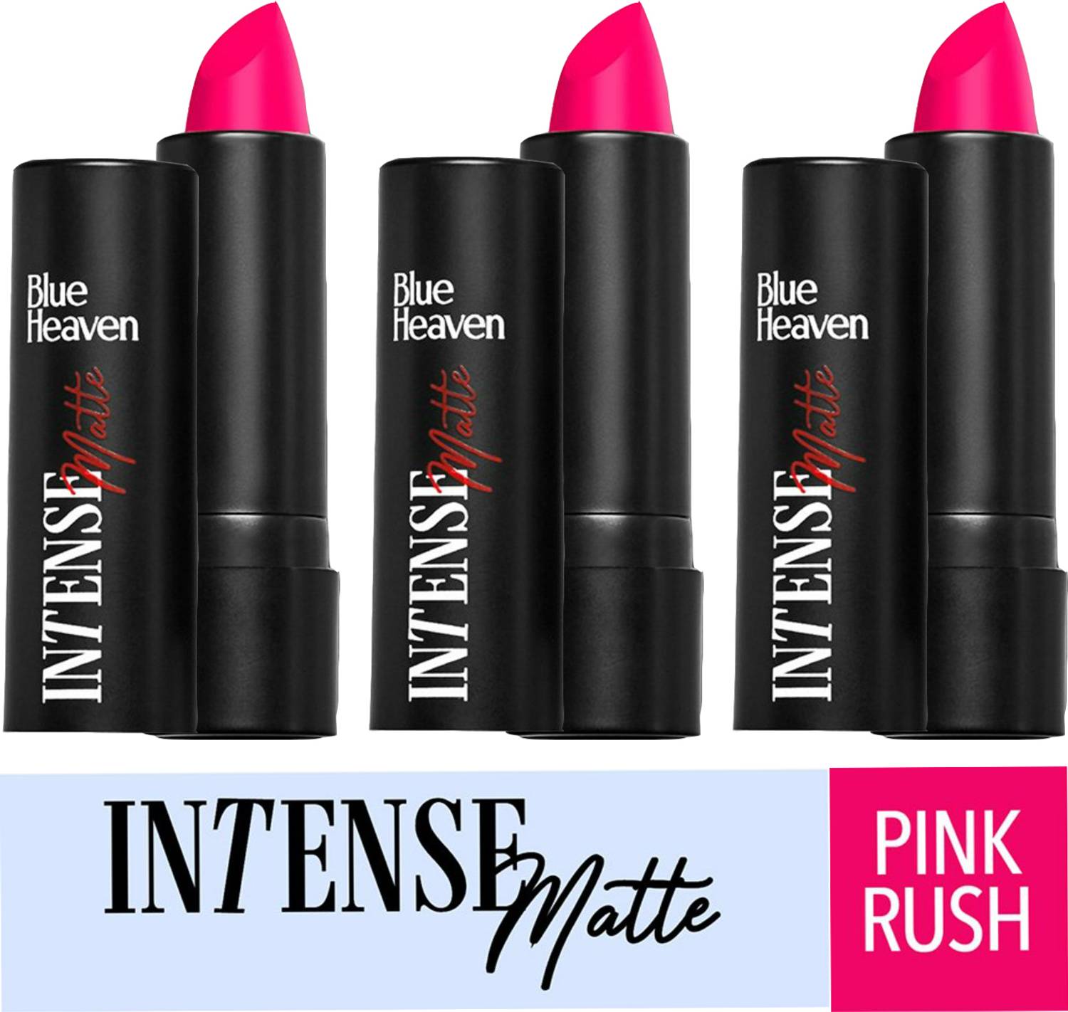 BLUE HEAVEN Intense Matte Lipstick 4G Pink Rush 306 ( Pack of 3 )