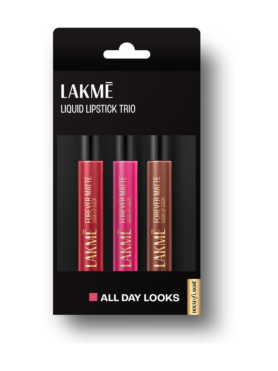Lakmé Liquid Lipstick Trio- All Day Looks, Forever Matte, Light-weight, Pack of 3 (Nude Twist, Red Velvet, Pink Prom, 16.8 ml)
