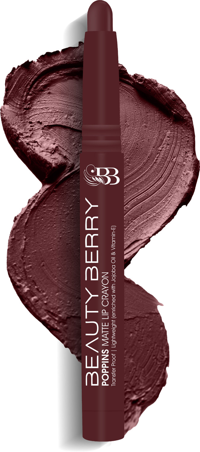 Image of Beauty Berry Poppins Matte Lip Crayon Lipstick Enriched with Jojoba Oil & Vitamin E