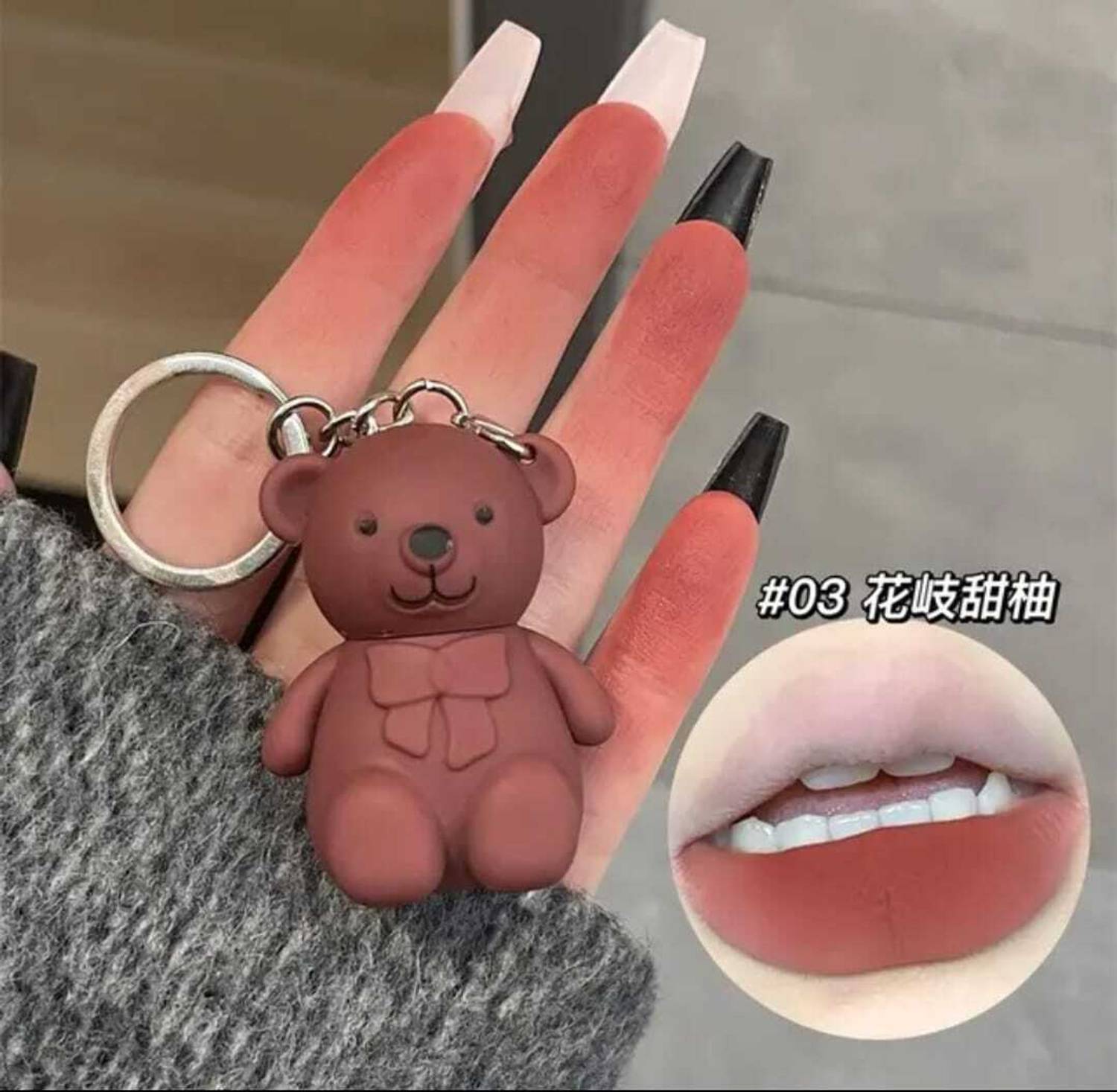 Ashyra Portable Bear-Shaped Keychain with Lipstick Inside (Pack of 1)