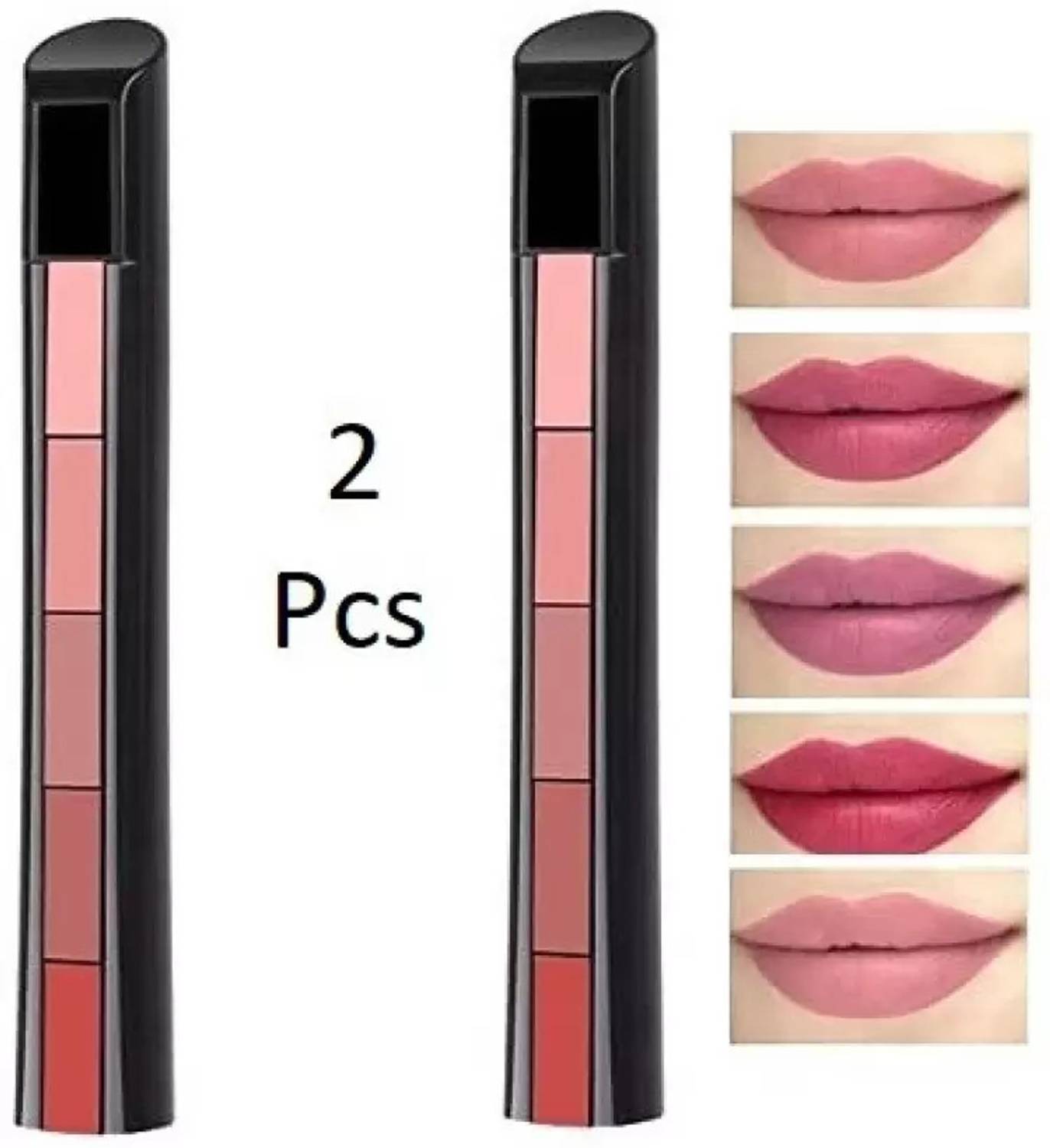 Marie Huda Instant Beauty 5 in 1 Forever Enrich Creamy Matte Lipstick, The Nude Pack of 2