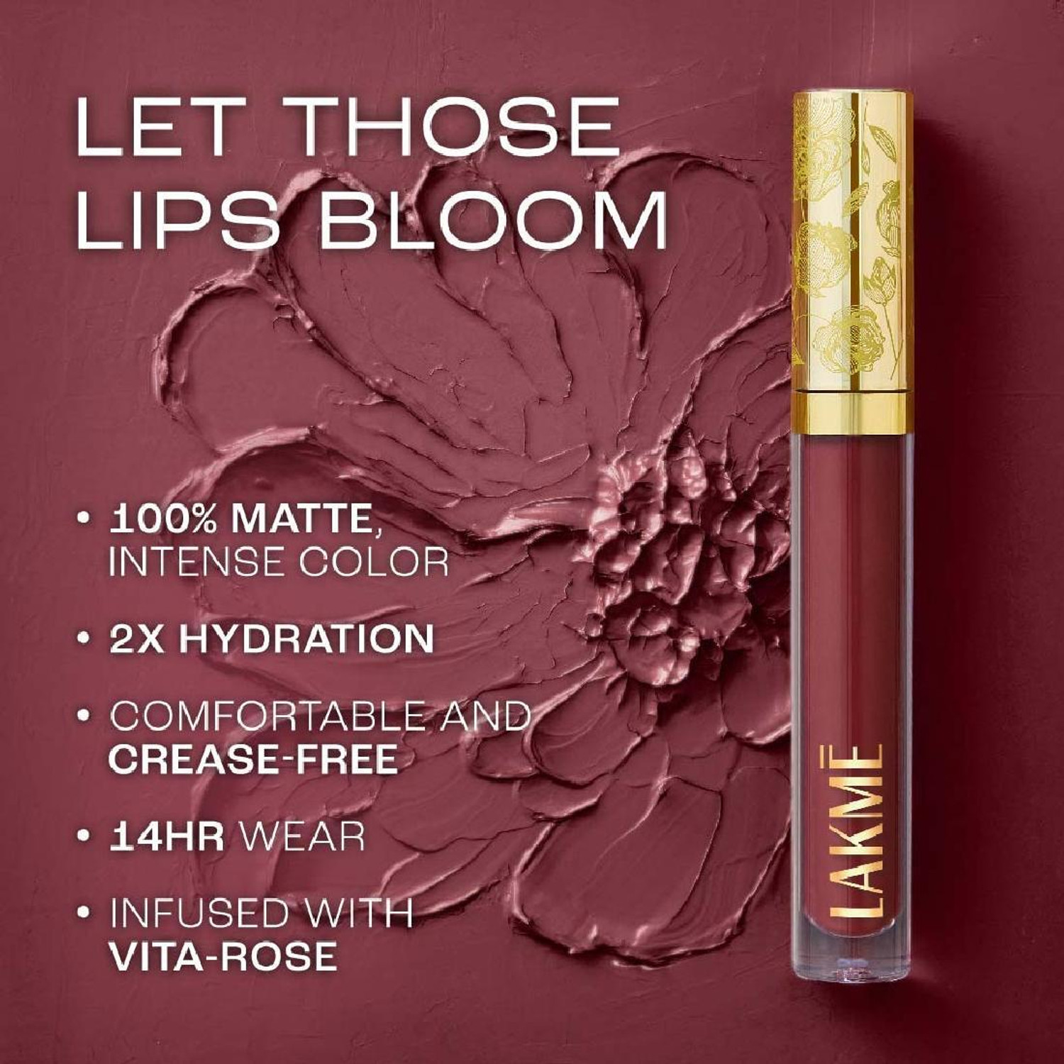 Image of Lakme Rouge Bloom Matte Lip Liquid Carnation Craze 101