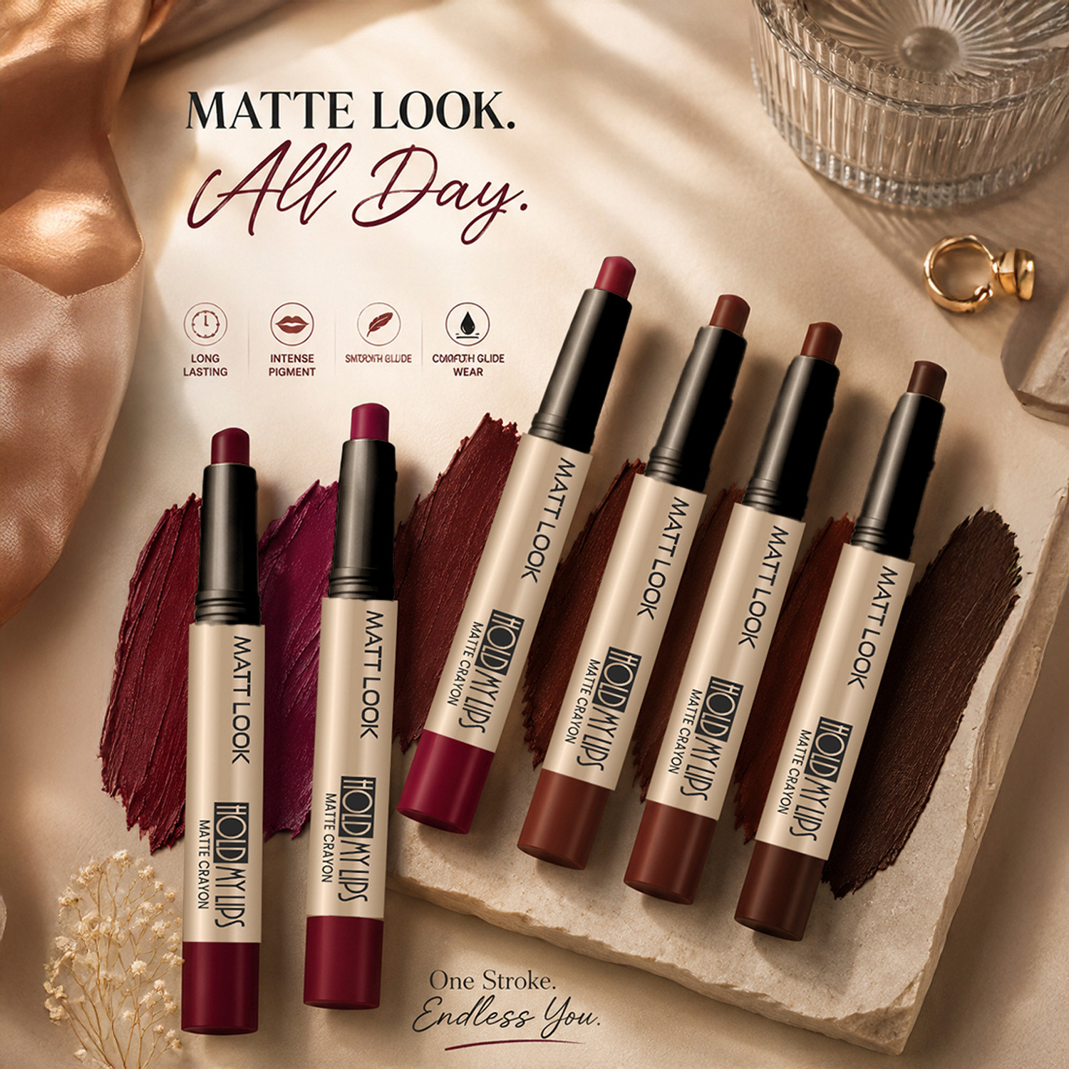 Image of MATTLOOK Hold My Lips Matte Crayon Lipstick | Non-Transfer | Long Lasting Matte Lipstick