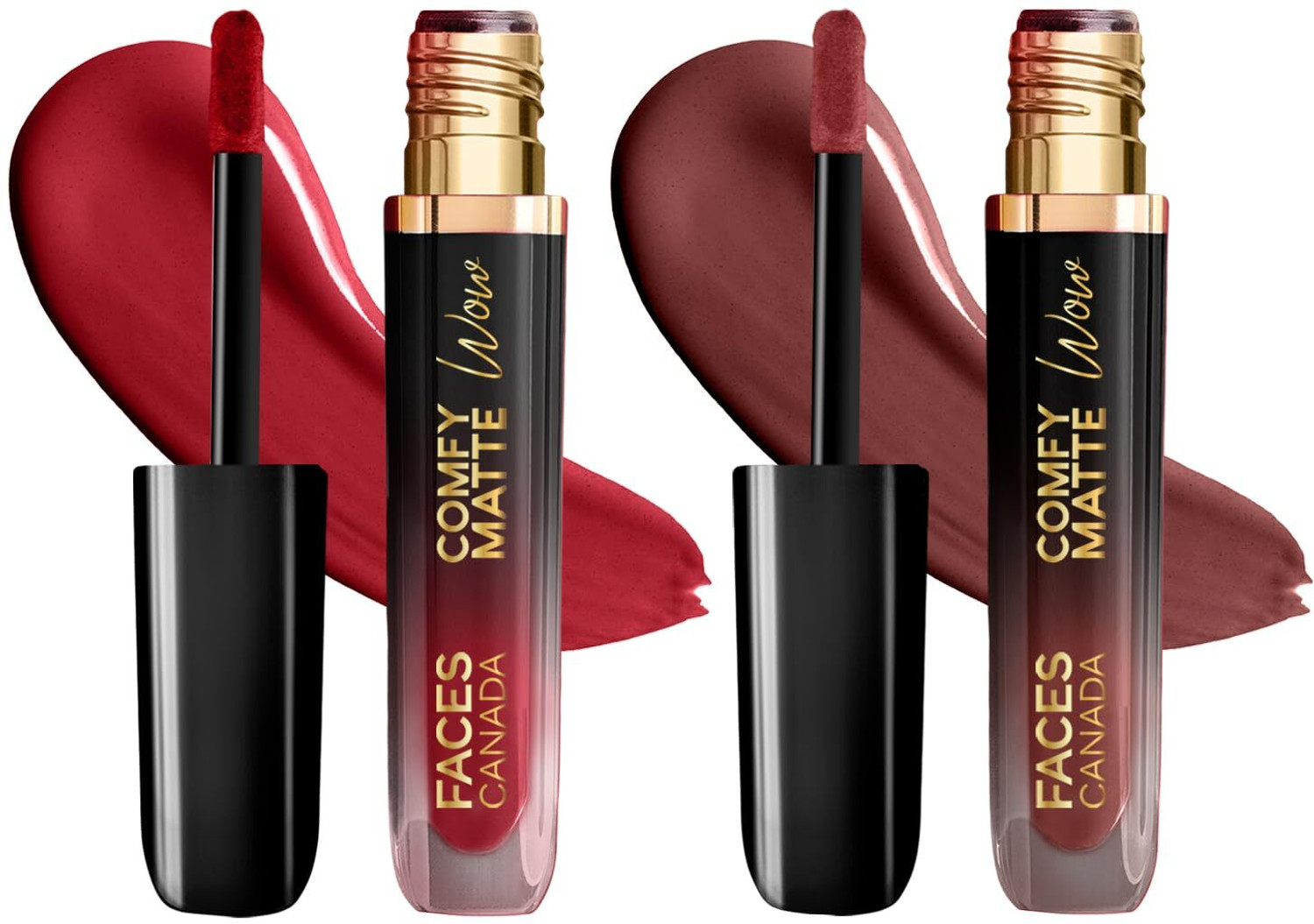 Image of FACES CANADA Comfy Matte Wow Liquid Lipstick - Bold Girl Era| Combo Set of 2 | Waterproof |