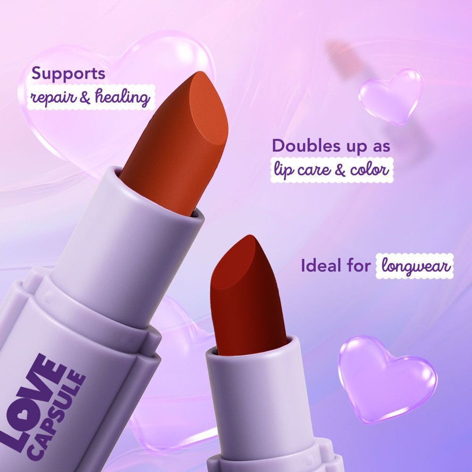 Image of BLUE HEAVEN Love Capsule Powder Matte Lipstick with creamy matte finish and non drying feel