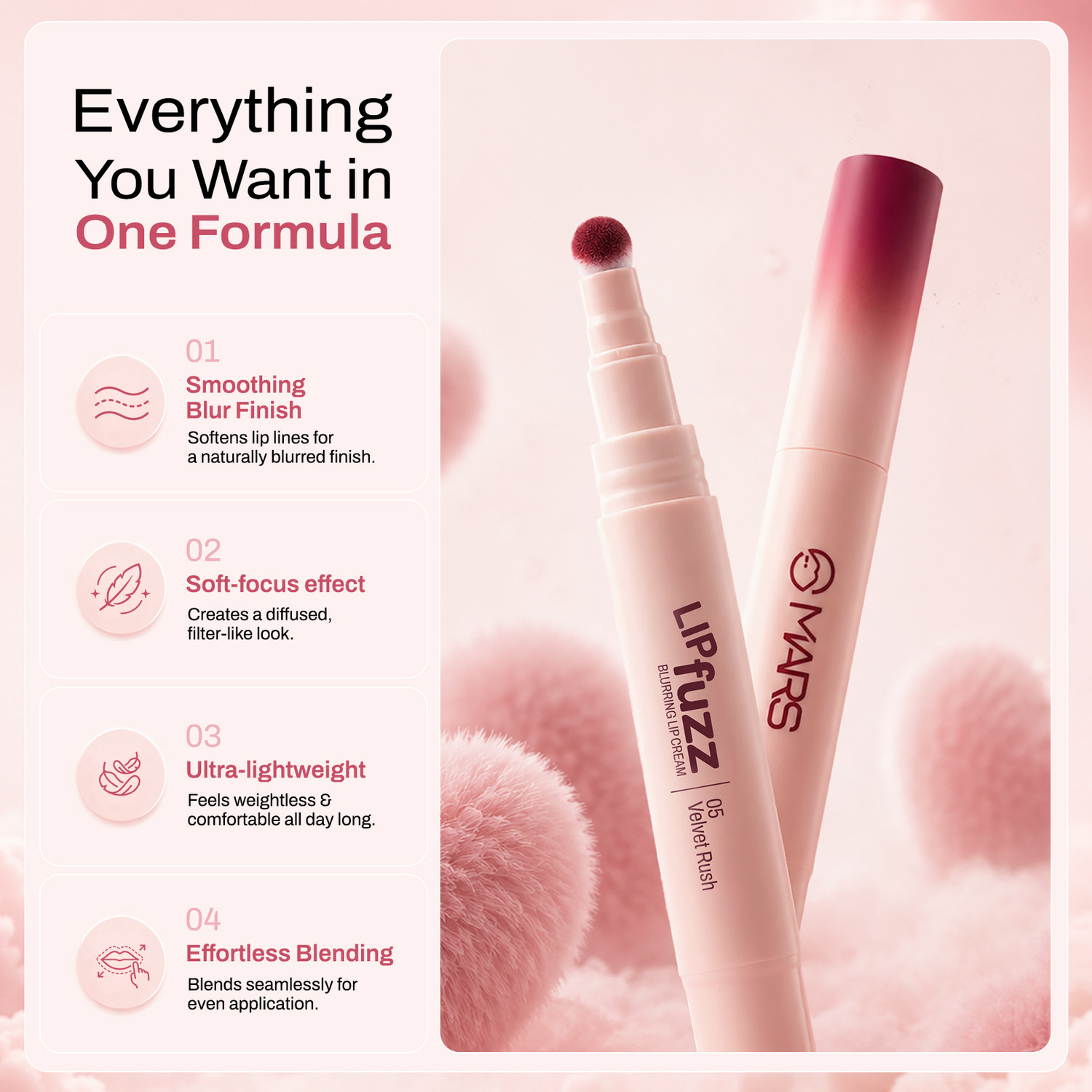 Image of MARS Lip Fuzz Blurring Mousse Cream with Cushion Tip Applicator