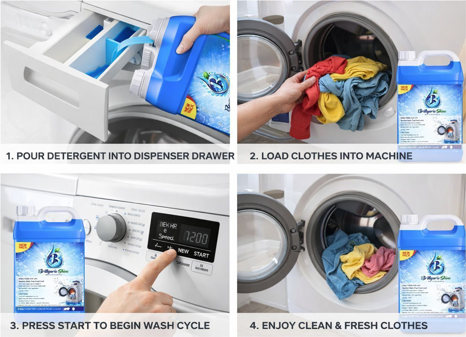 Image of Brillyarie shine detergent Front & Top Load Washing Machine Blue 5L Fresh Liquid Detergent Fresh Liquid Detergent