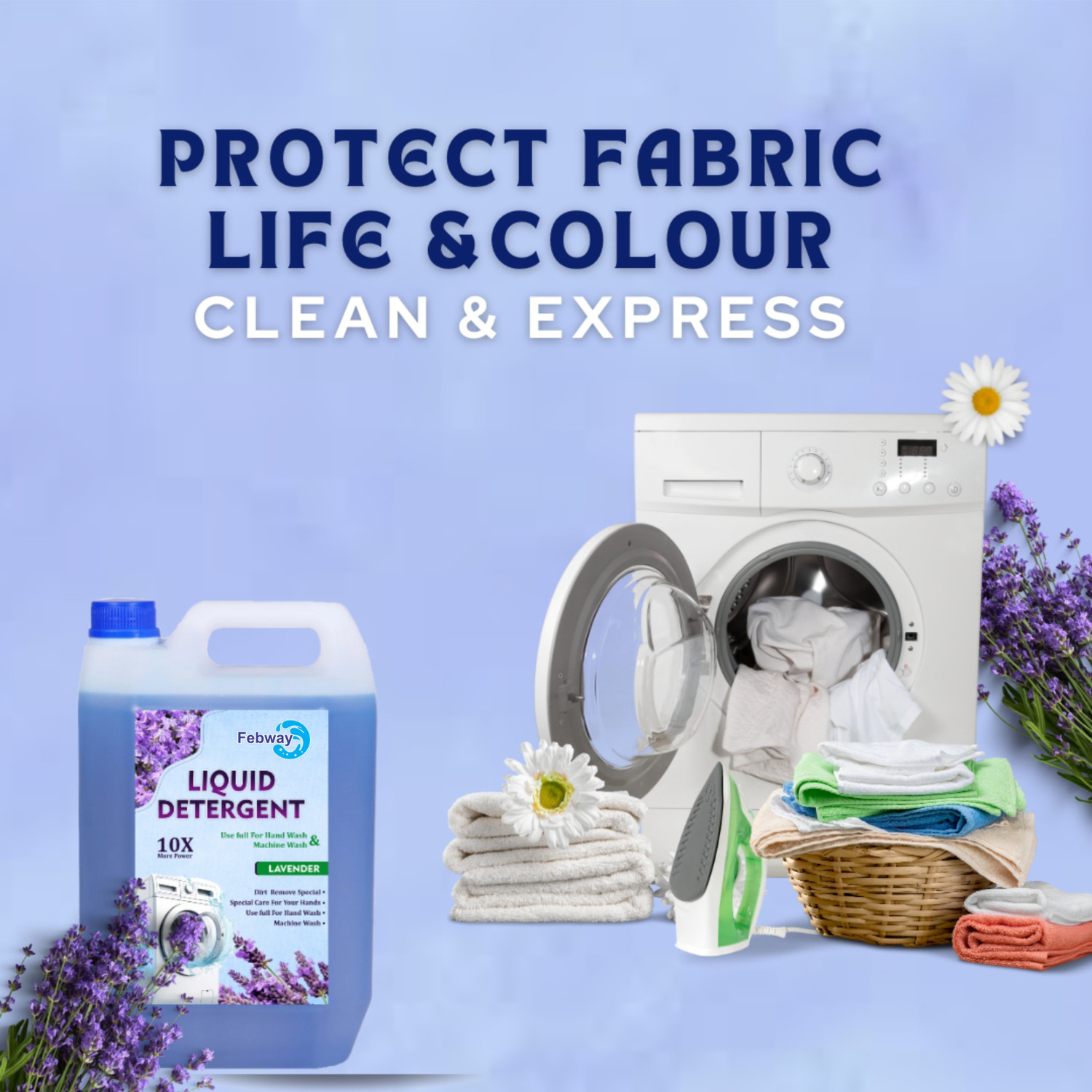 Image of FEBWAY for top & front load liquid detergent for Machine and HandWash Multi-Fragrance Liquid Detergent