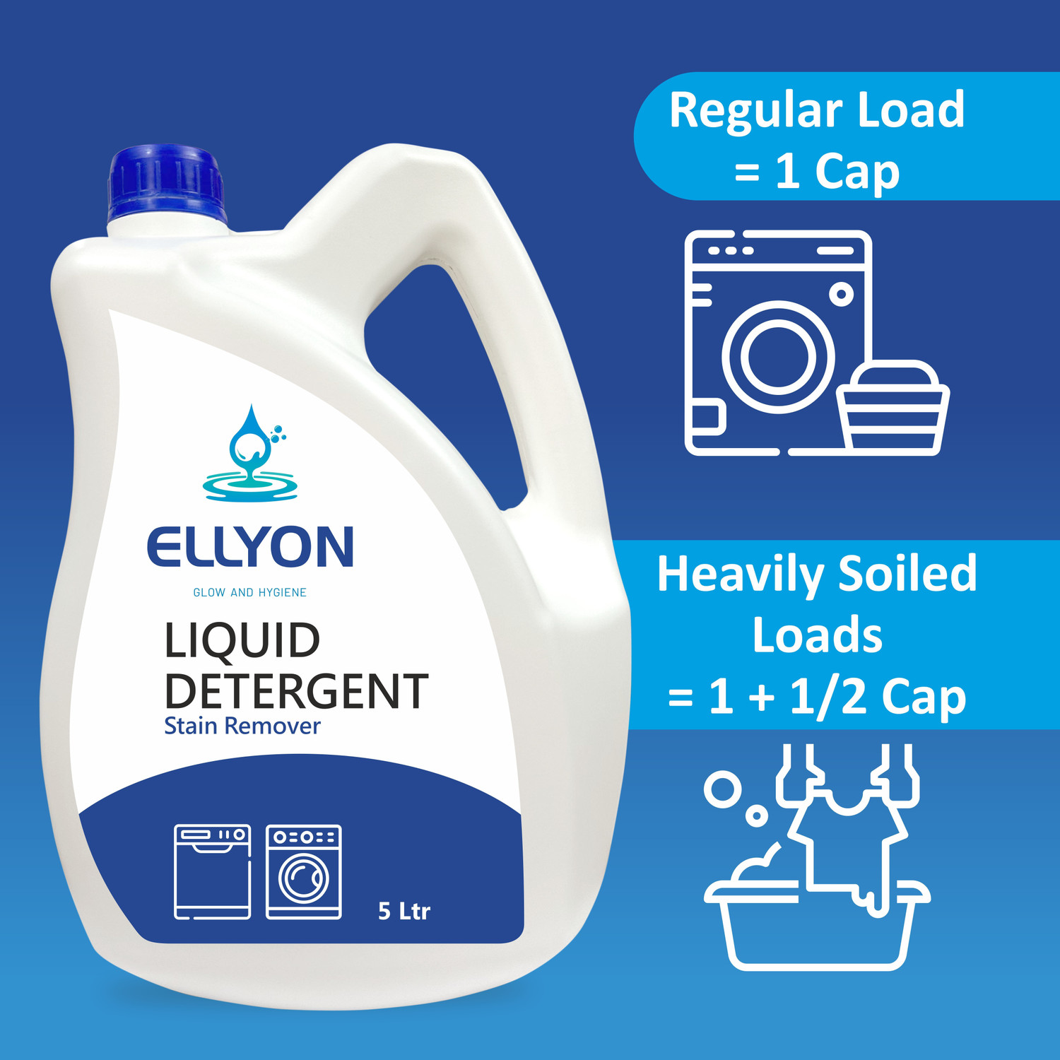 Image of ELLYON PREMIUM Top Load And Front Load FRESH AQUA FREGRENCE Multi-Fragrance Liquid Detergent