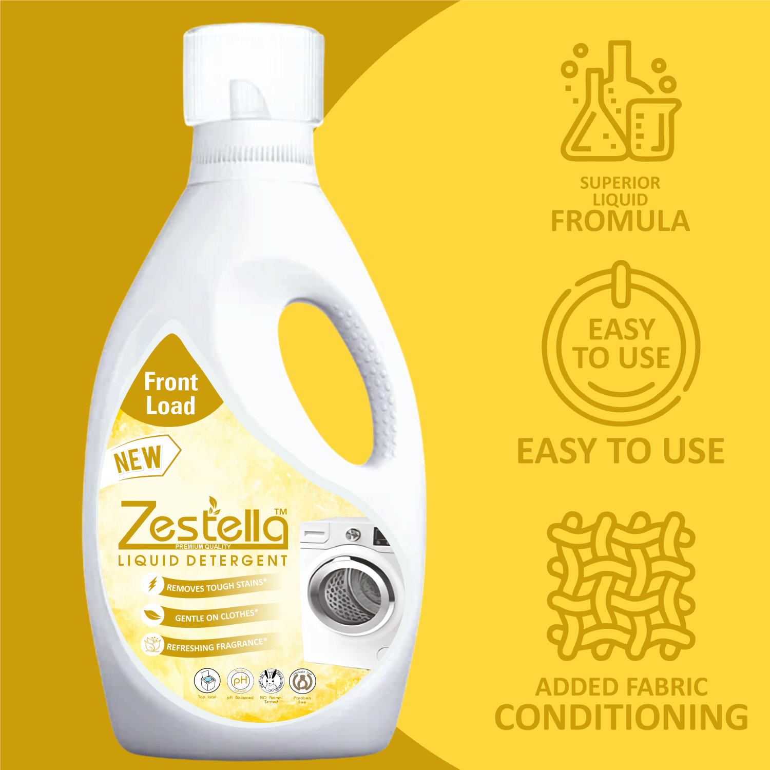 Image of Zestella front load liquid detergent cans Fresh Liquid Detergent
