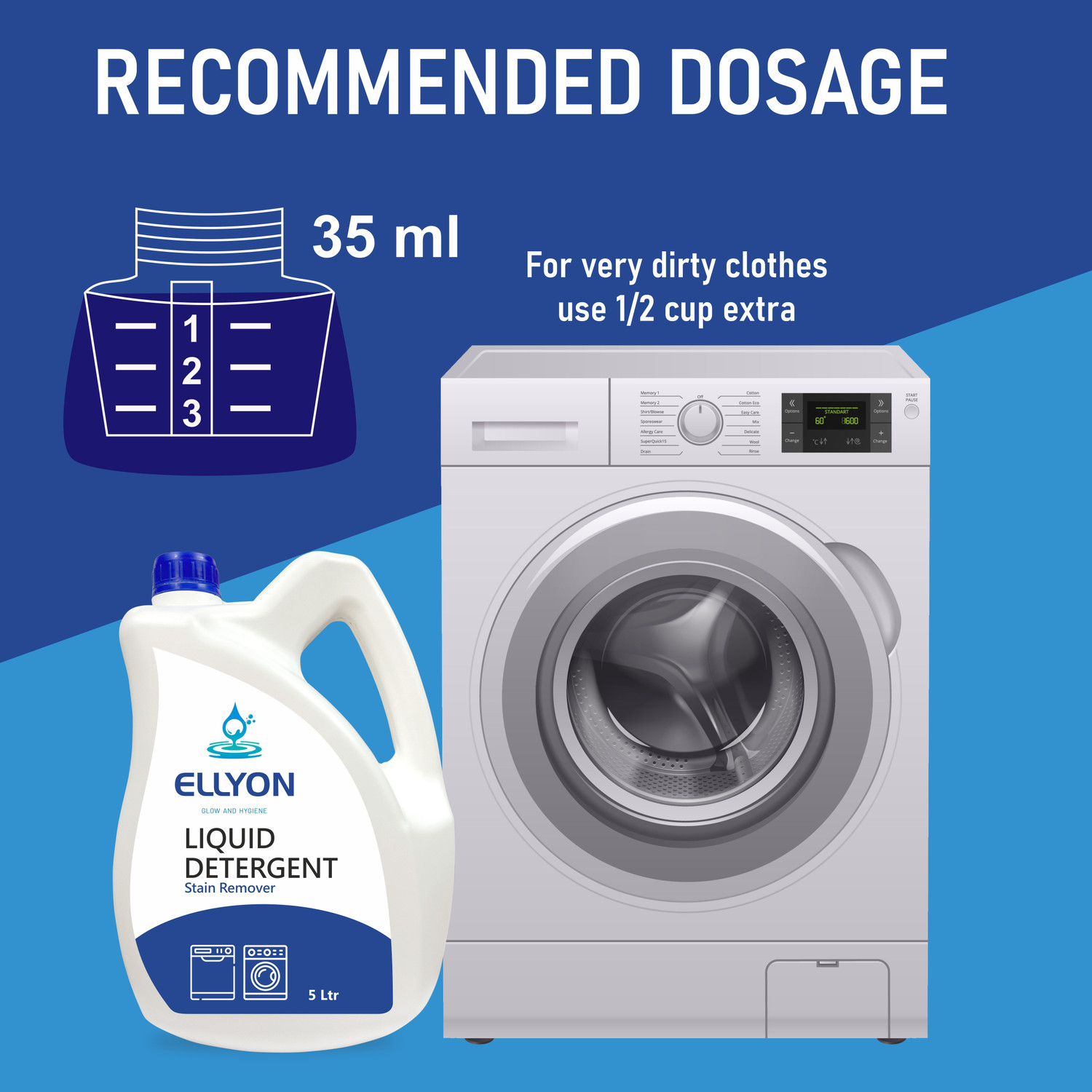 Image of ELLYON PREMIUM Top Load And Front Load FRESH AQUA FREGRENCE Multi-Fragrance Liquid Detergent