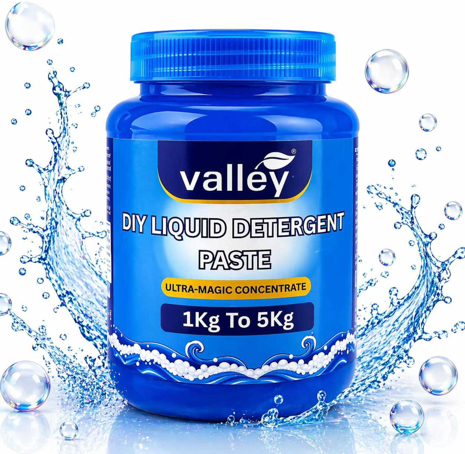 Image of Valley DIY Liquid Detergent Paste 1kg (Makes 5L Liquid) Aqua Liquid Detergent