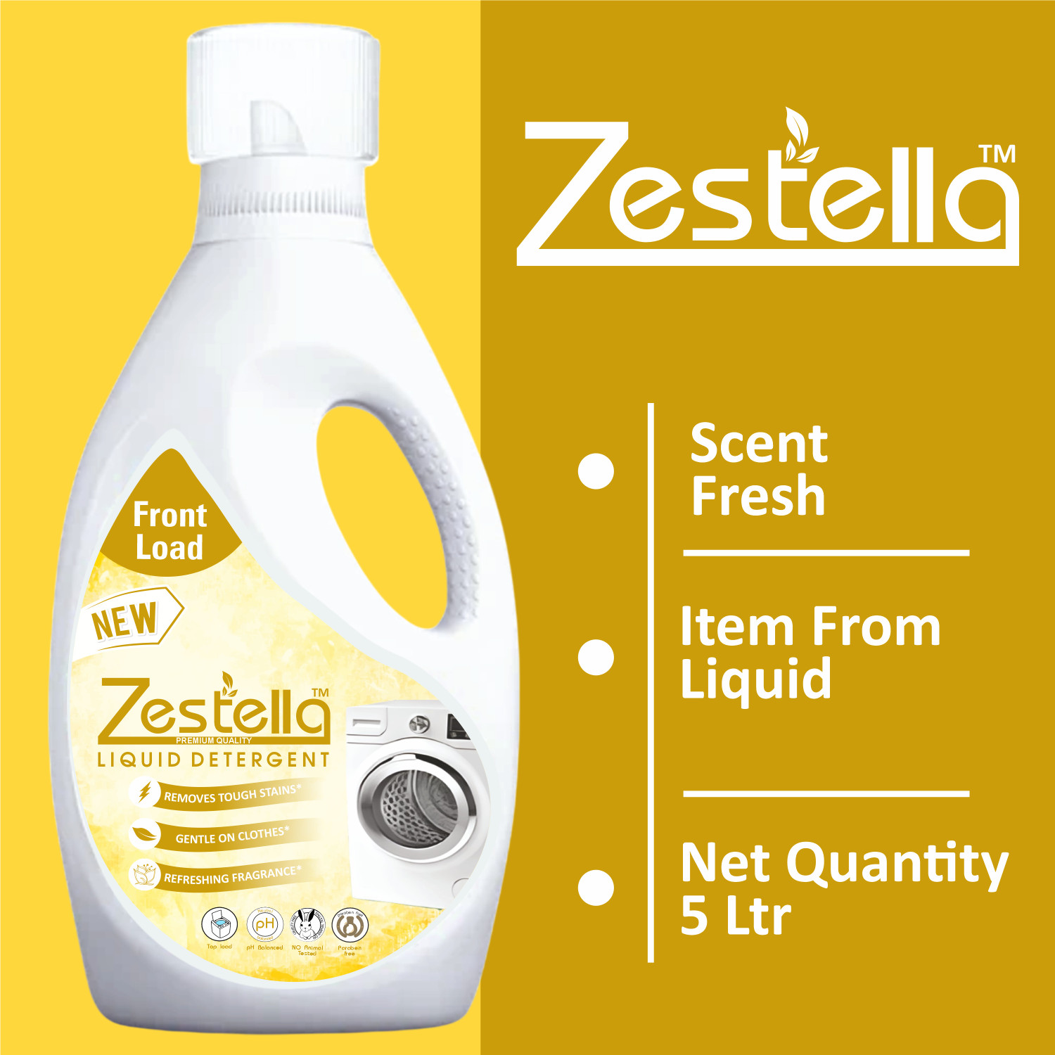 Image of Zestella front load liquid detergent cans Fresh Liquid Detergent