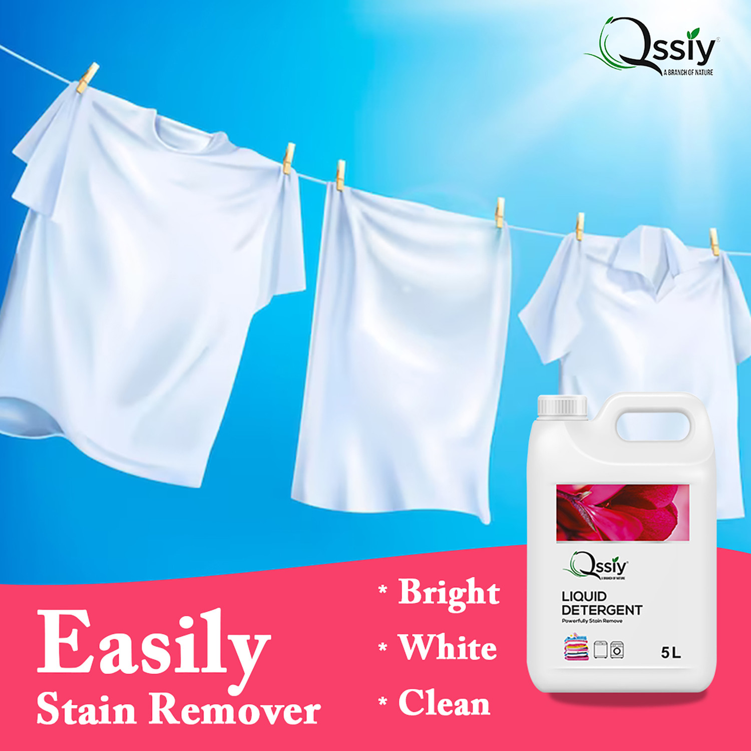 Image of QSSIY Liquid Detergent For Top Load & Front Load Washing Machine Lily Liquid Detergent