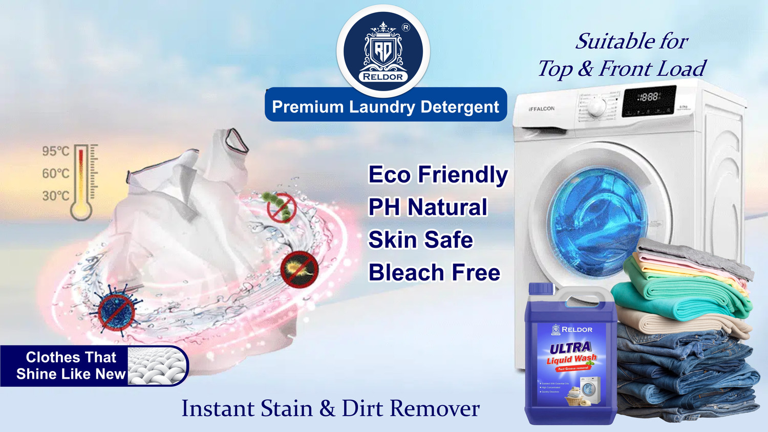 Image of RELDOR Liquid Detergent, For Hand Wash, Front and Top Load Washing Machine Lavender Lavender Liquid Detergent