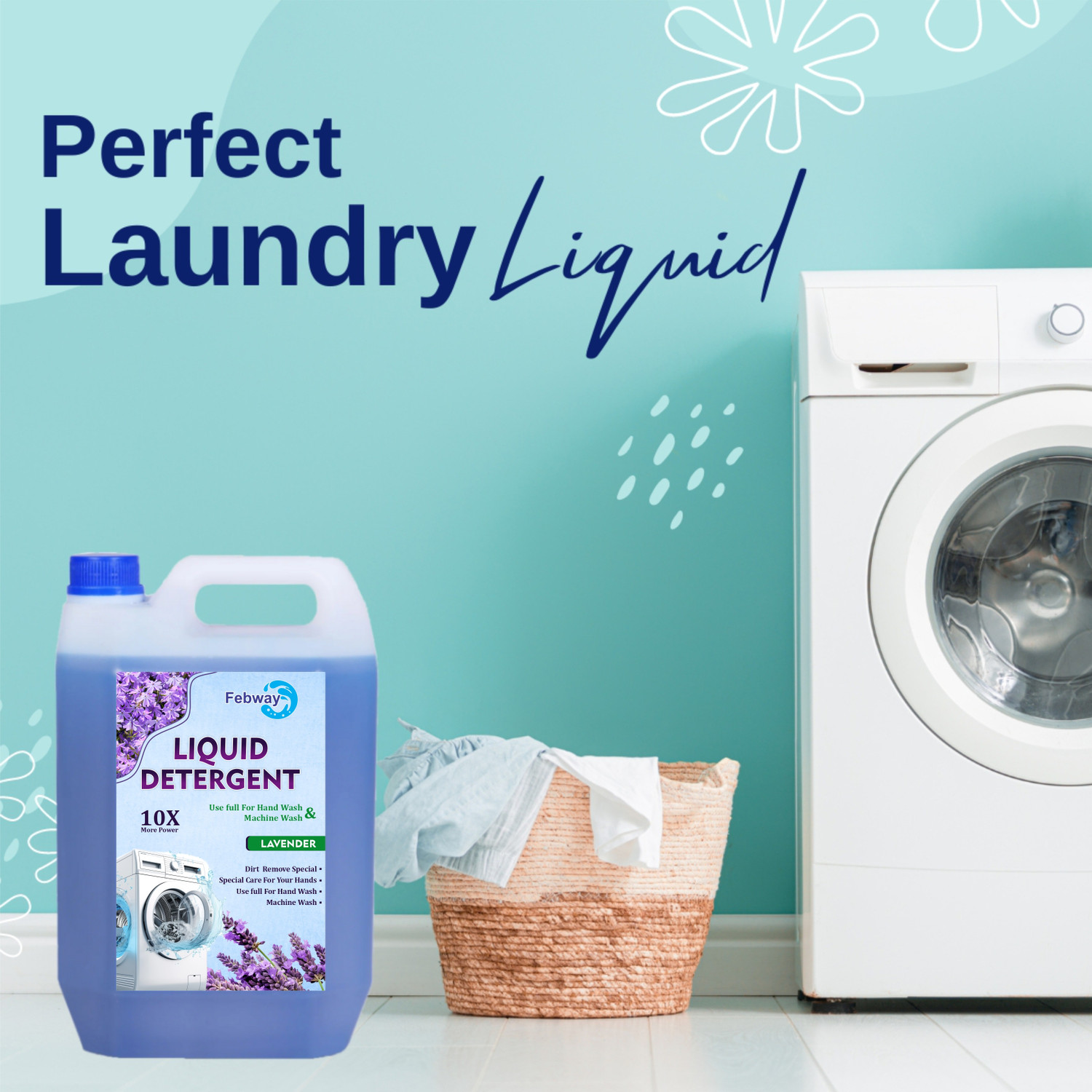 Image of FEBWAY for top & front load liquid detergent for Machine and HandWash Multi-Fragrance Liquid Detergent