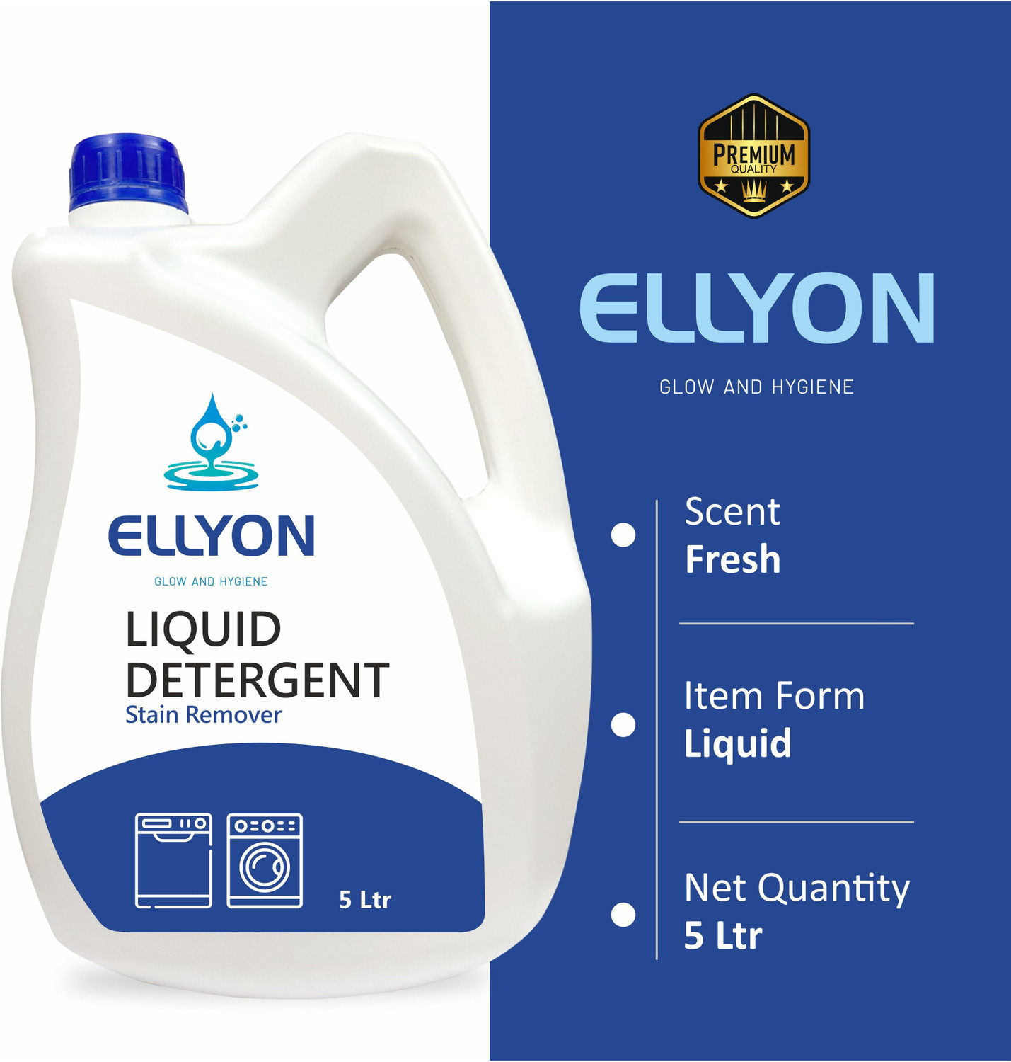 Image of ELLYON PREMIUM Top Load And Front Load FRESH AQUA FREGRENCE Multi-Fragrance Liquid Detergent