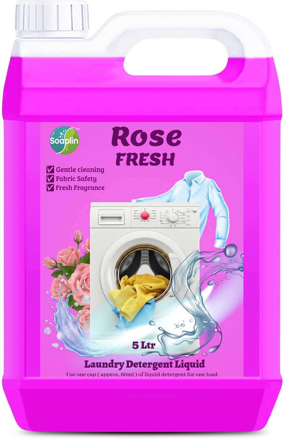 Image of SOAPLIN Matic Liquid Detergent | For Top & Front Load Machine | Non-Toxic Rose Liquid Detergent