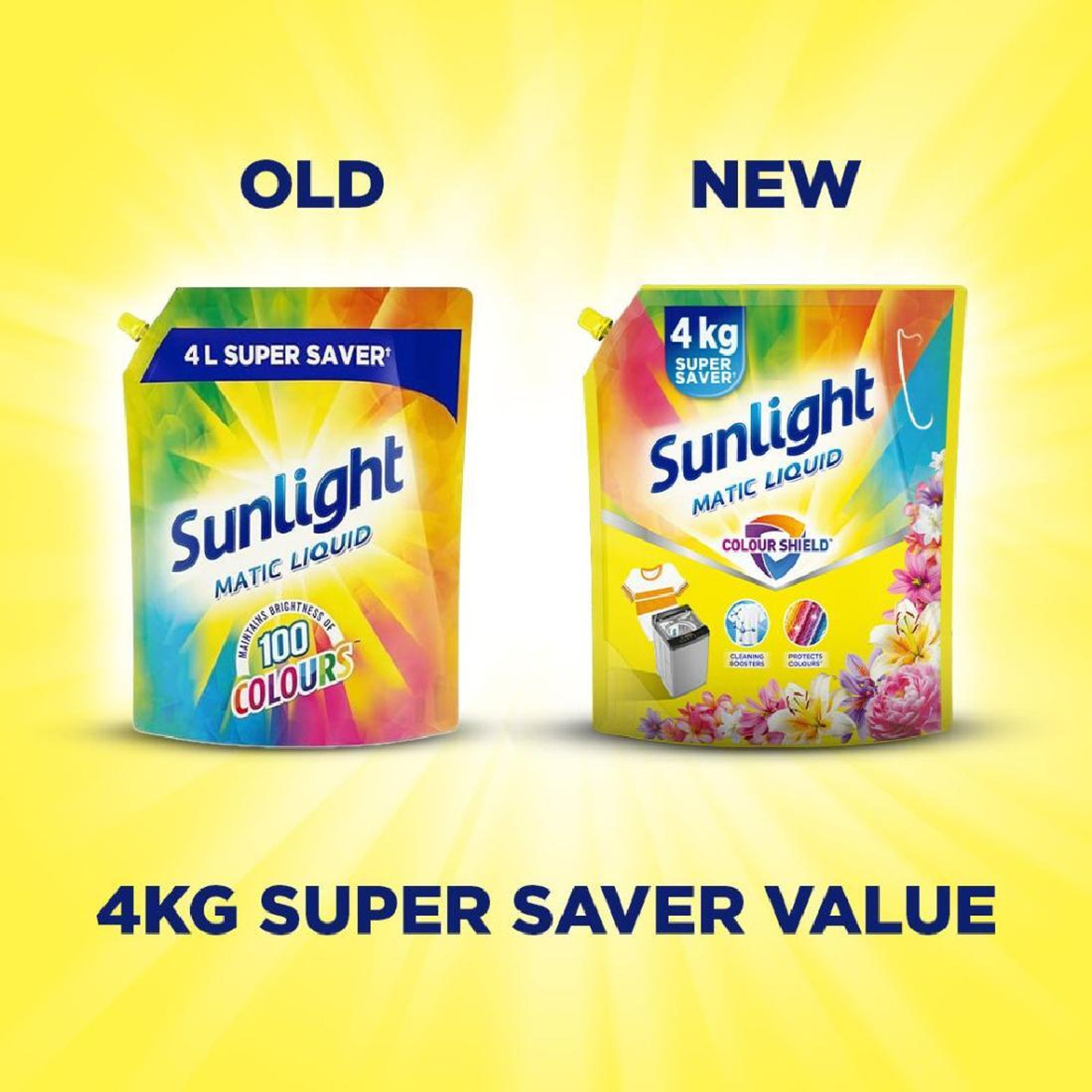 Image of Sunlight Matic Liquid Detergent with Colour Shield | Super Saver Laundry Detergent Classic Liquid Detergent