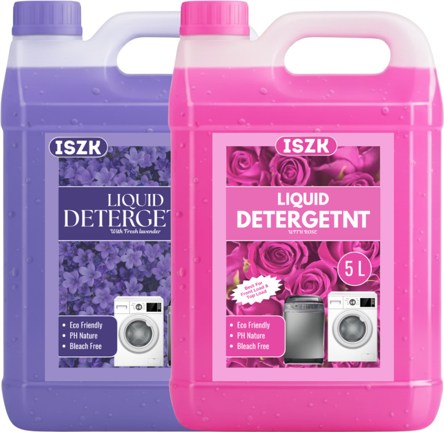 Image of ISZK Ultra Wash Liquid Detergent 10L | Front & Top Load | Stain Removal Rose & Lavender Liquid Detergent
