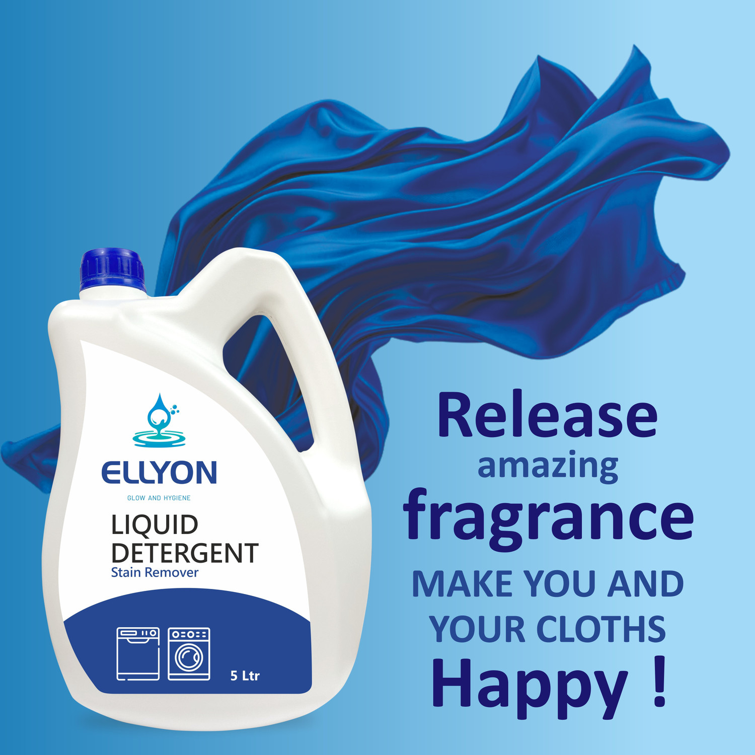 Image of ELLYON PREMIUM Top Load And Front Load FRESH AQUA FREGRENCE Multi-Fragrance Liquid Detergent