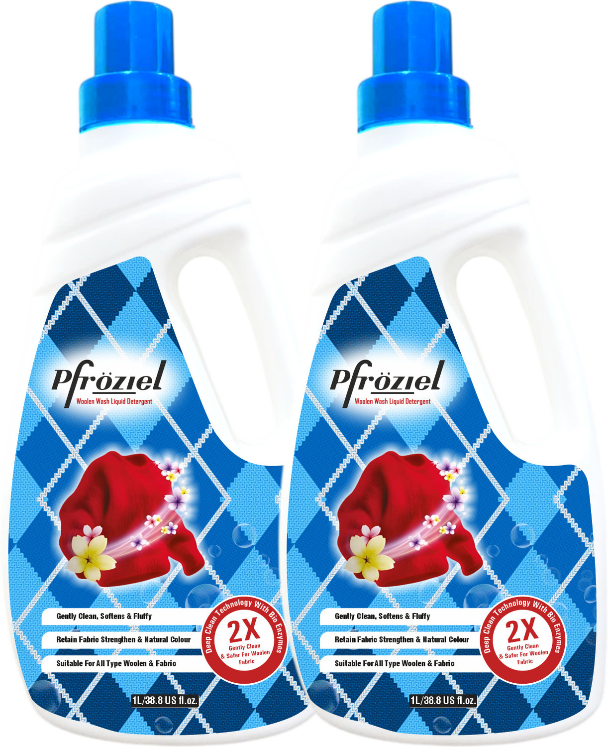 Image of Pfroziel Woolen Wash Liquid Detergent combo ( 1ltr pack of 2) Suitable for Machine wash Fresh Liquid Detergent