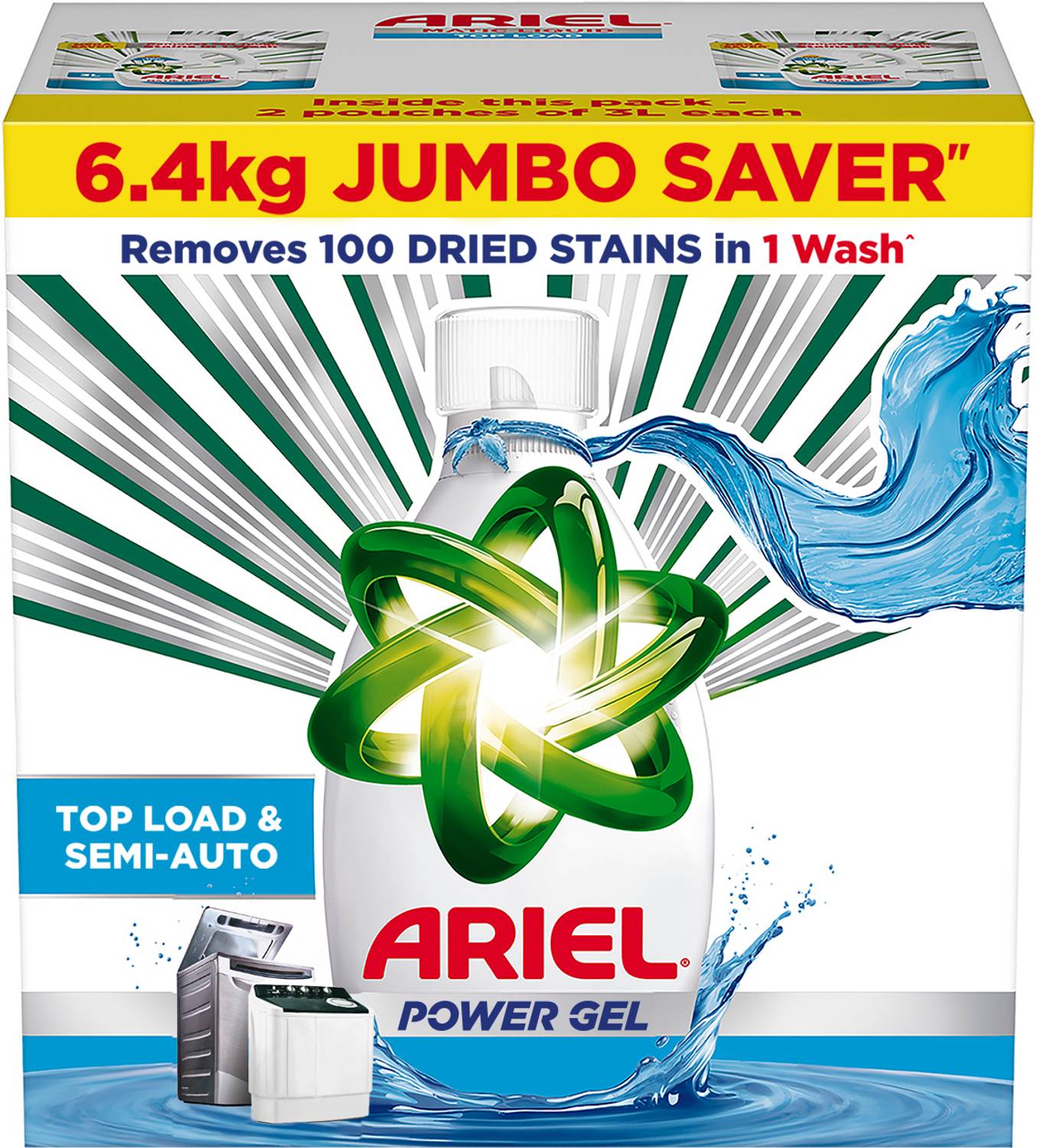 Ariel Top Load and Semi auto power gel Fresh Liquid Detergent (6.