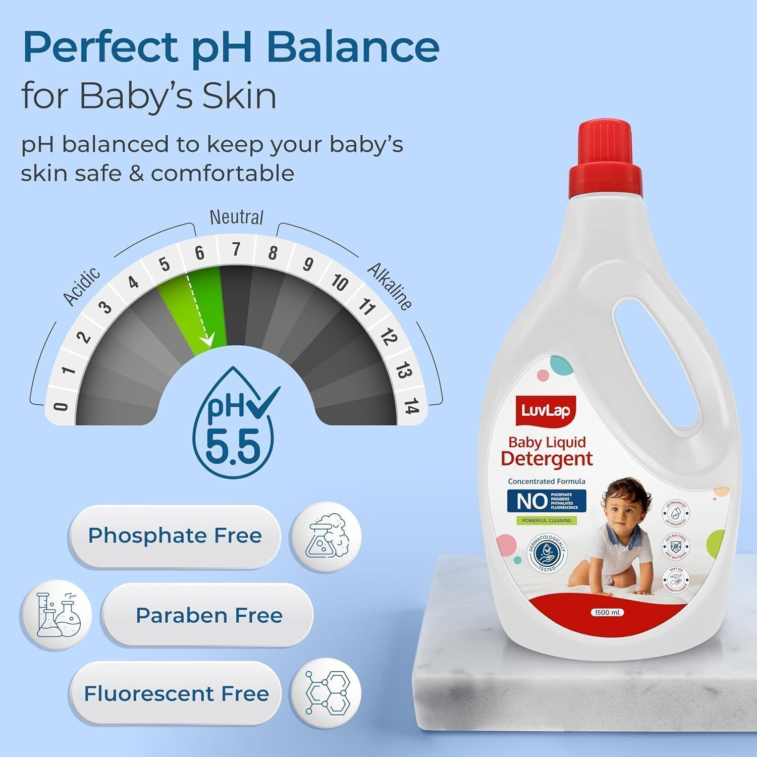 Image of LuvLap Baby Laundry Detergent 1500ml, pH Balanced Anti bacterial Dermatological tested Liquid Detergent (1500 ml)