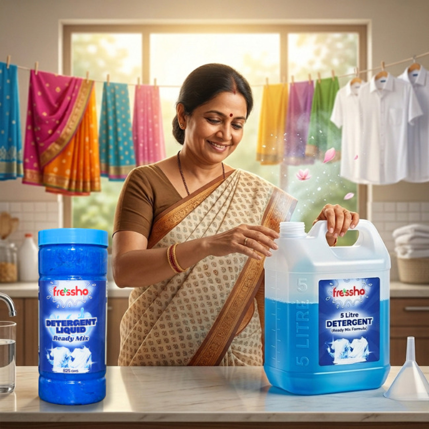 Image of Fressho Detergent Liquid & Dishwash Gel Readymix Combo | Make 10L at Home | Fresh Liquid Detergent