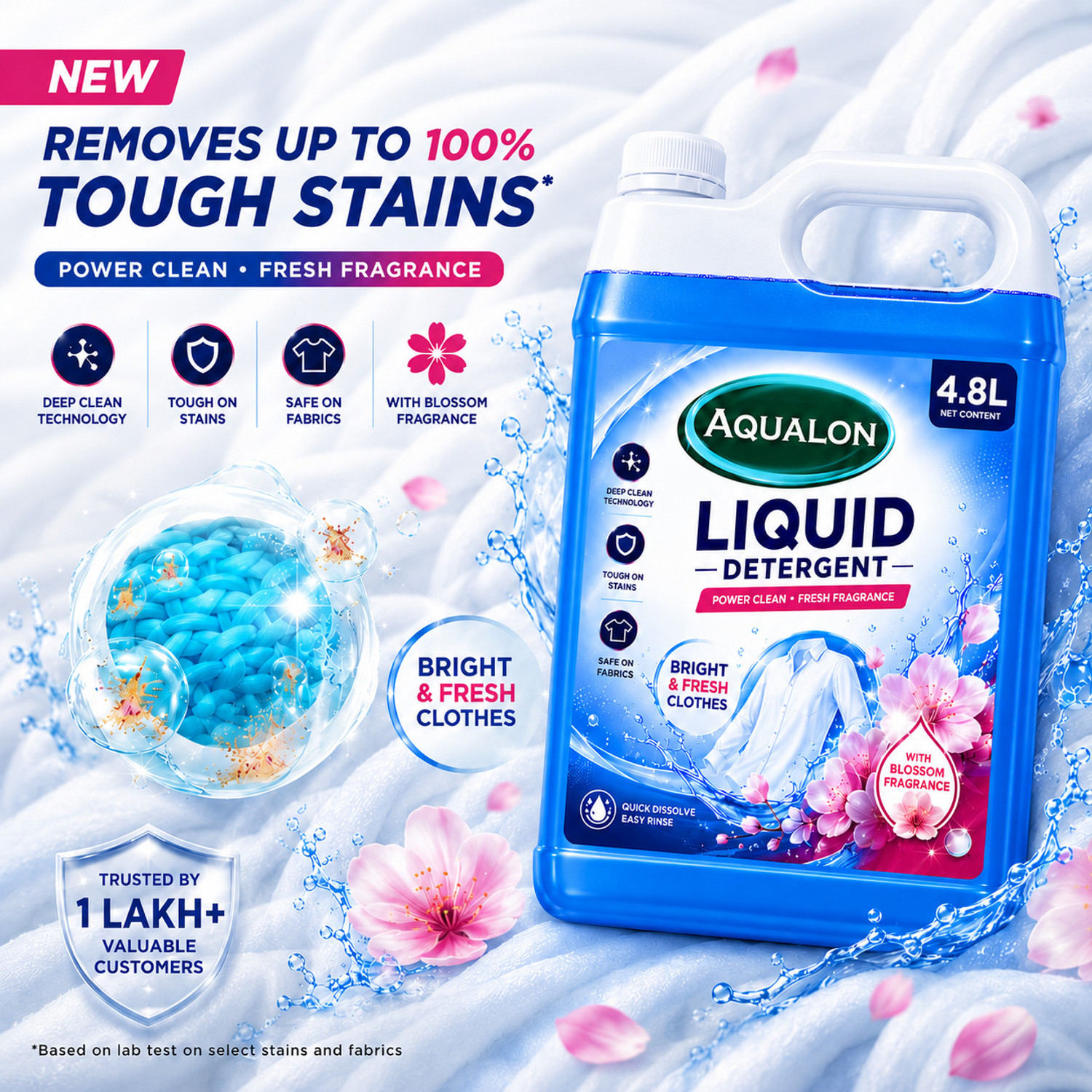 Image of Aqualon front & top load matic laundry detergent with fabric care Blossom Liquid Detergent