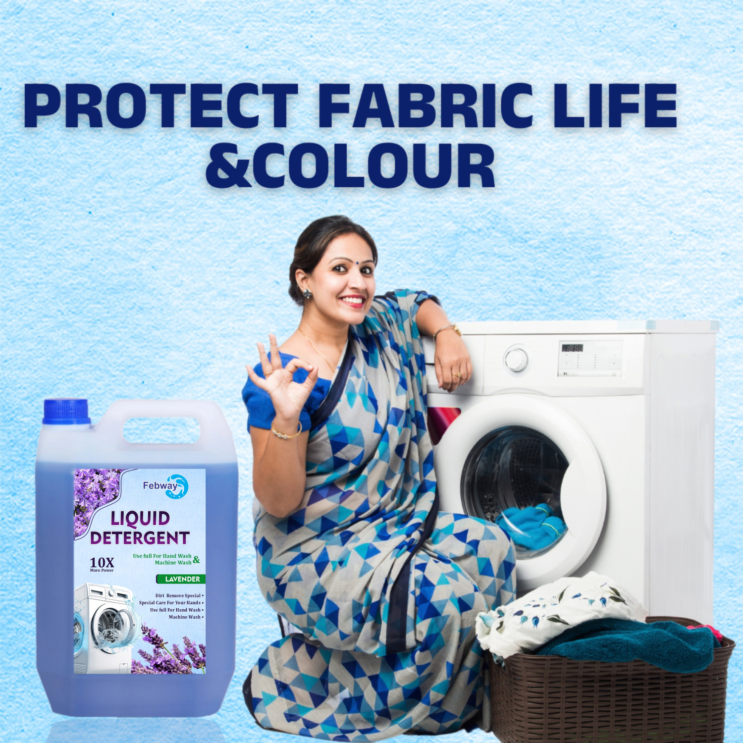 Image of FEBWAY for top & front load liquid detergent for Machine and HandWash Multi-Fragrance Liquid Detergent