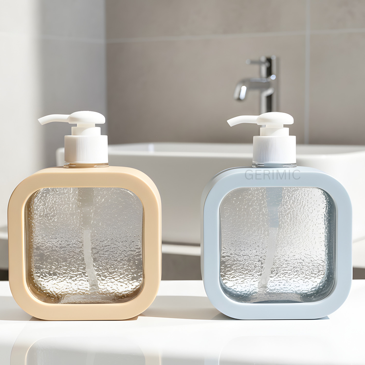 Image of KitchenCart Soap Dispenser Reusable Bottle For Bathroom, Kitchen 2 in 1 PACK 0.3 L Soap, Shampoo, Lotion, Gel, Conditioner Dispenser