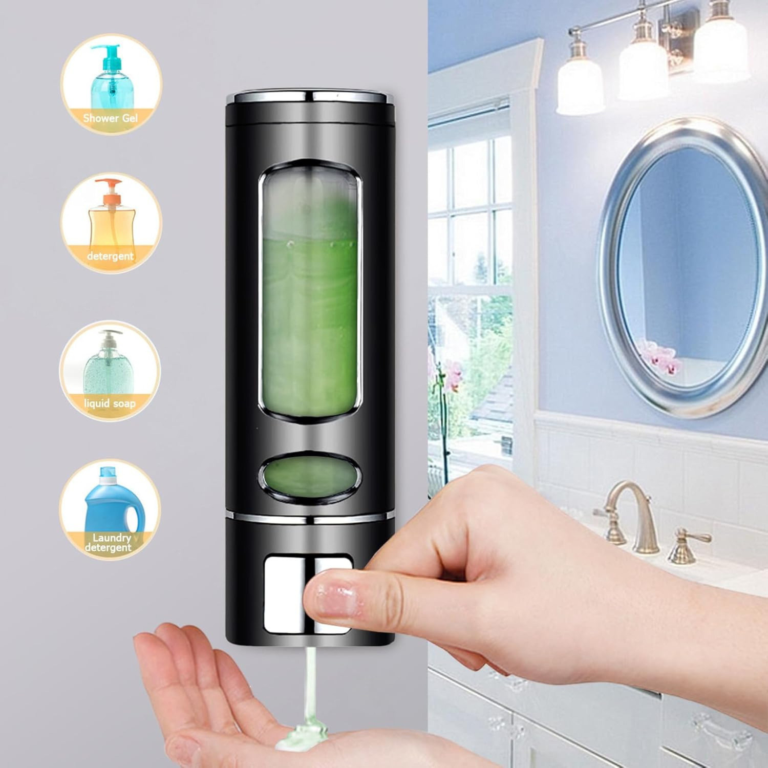 Image of CLIBO Premium Quality Wall Mount Plastic Soap Dispenser - Pack Of 3 400 ml Conditioner, Gel, Liquid, Lotion, Sanitizer Stand, Shampoo Dispenser