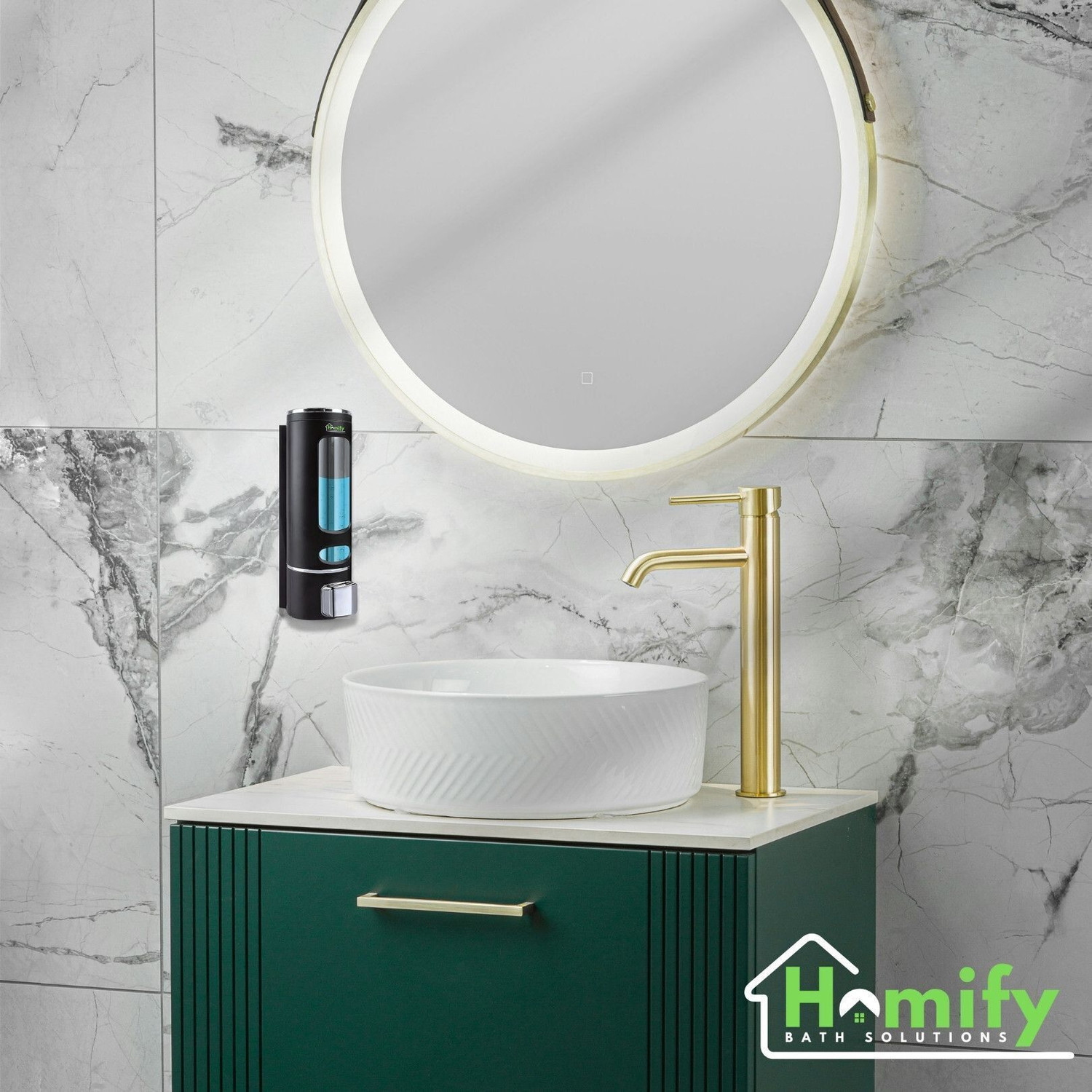 Image of HOMIFY Wall Mounted Dispenser for Bathroom & Kitchen (Black,White) (PACK OF 2) 400 ml Soap, Liquid, Gel, Shampoo, Foam, Sanitizer Stand Dispenser
