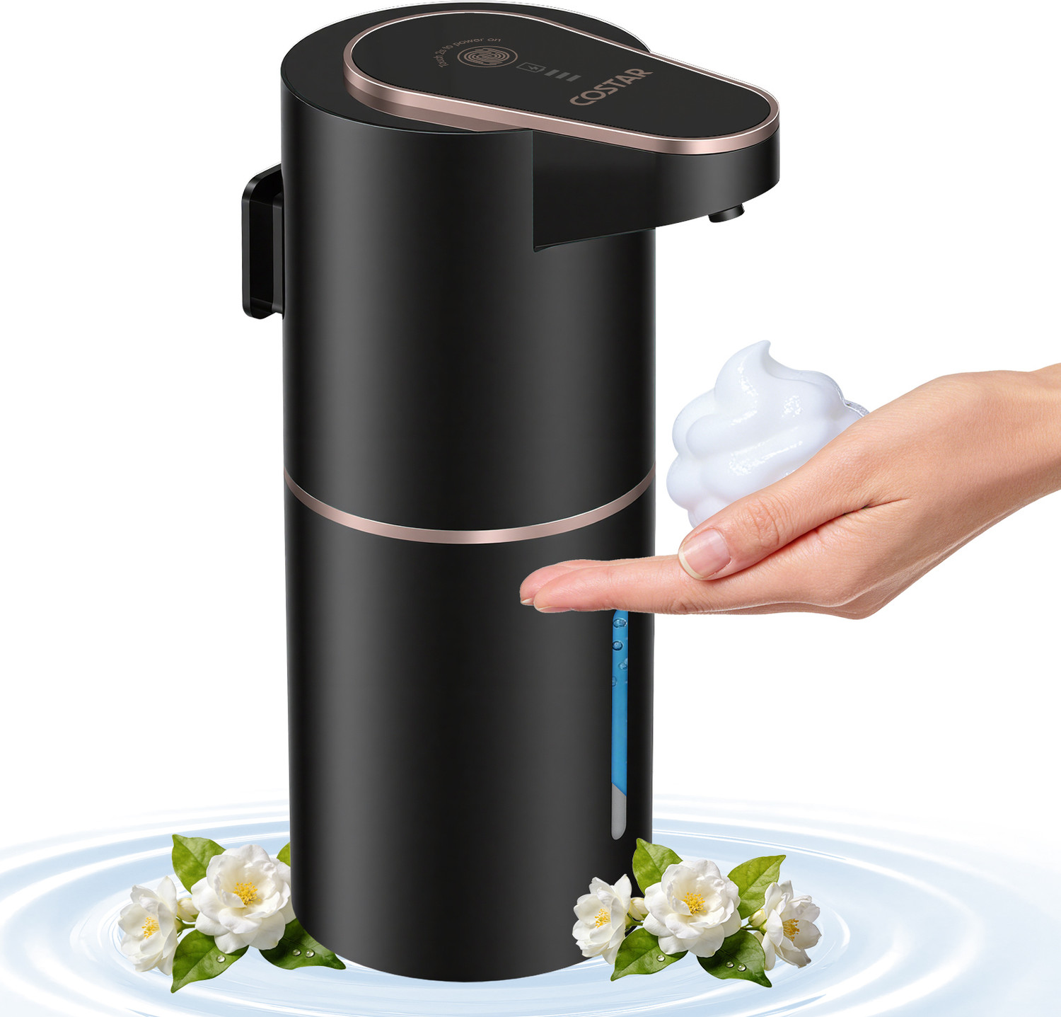 Image of Costar Rechargeable Sensor Foaming Handwash Dispenser, Wall Mount 350 ml Soap, Foam, Liquid Dispenser (Black)