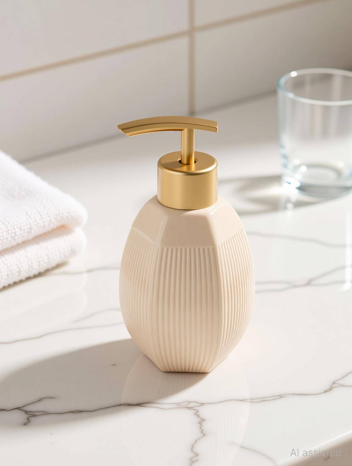Birch & Co. Ceramic Soap Dispenser For Wash Basin - Leak-Proof Design for 300 ml Liquid, Conditioner, Foam, Gel, Lotion, Sanitizer Stand, Shampoo, Soap Dispenser